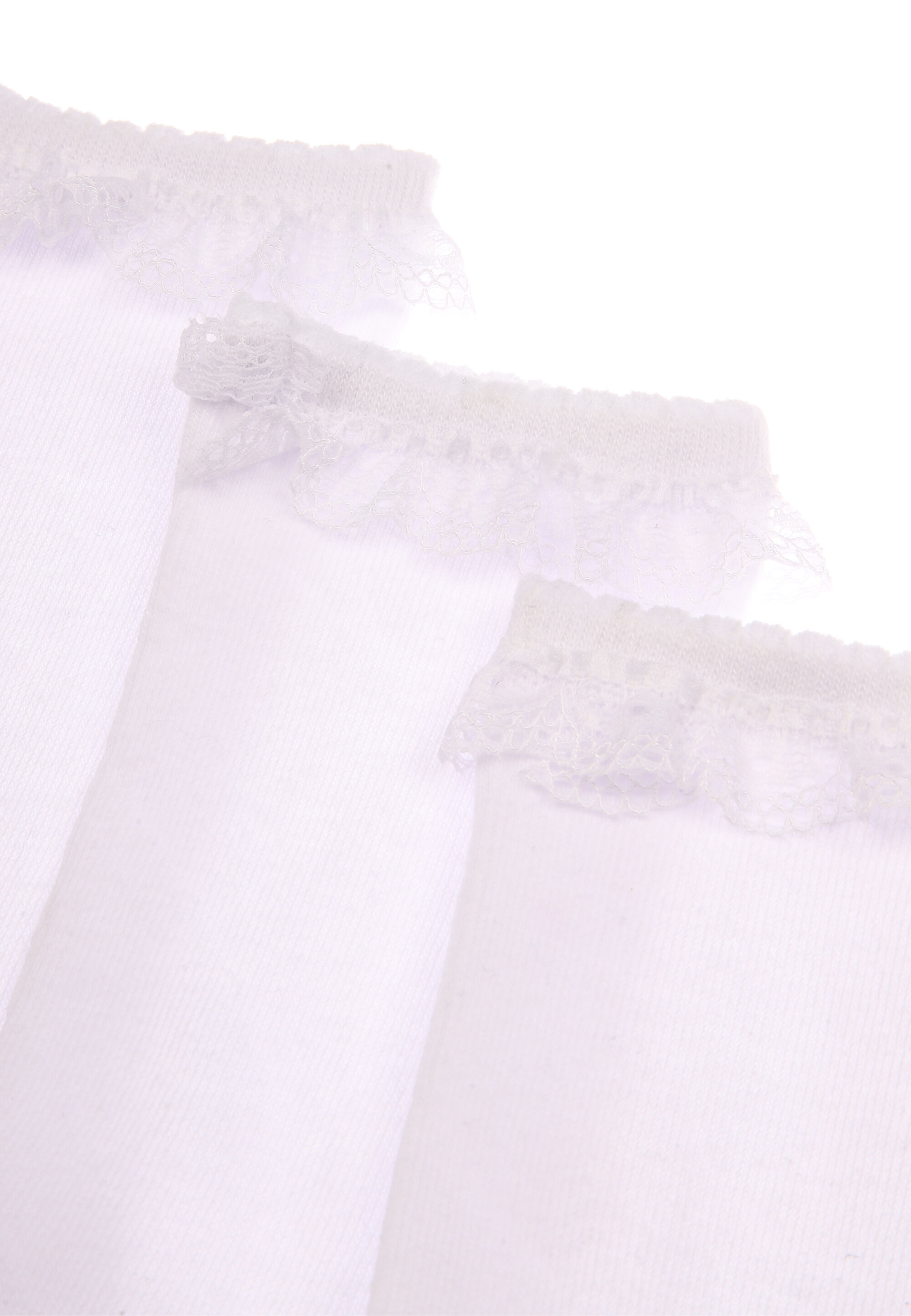Girls White 3pk Frill Ankle Socks
