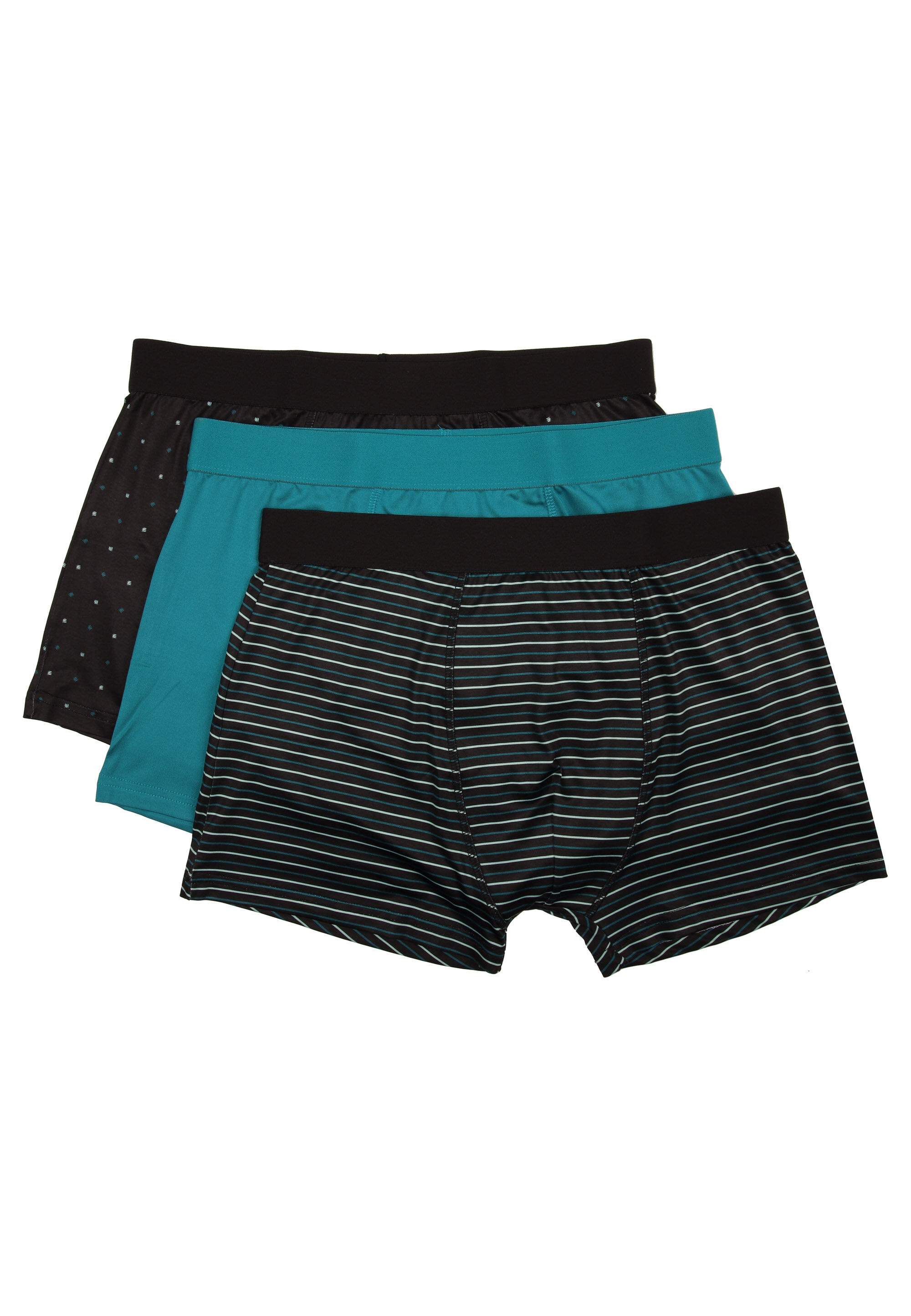 Mens 3pk Green & Black Stripe Smooth Trunks