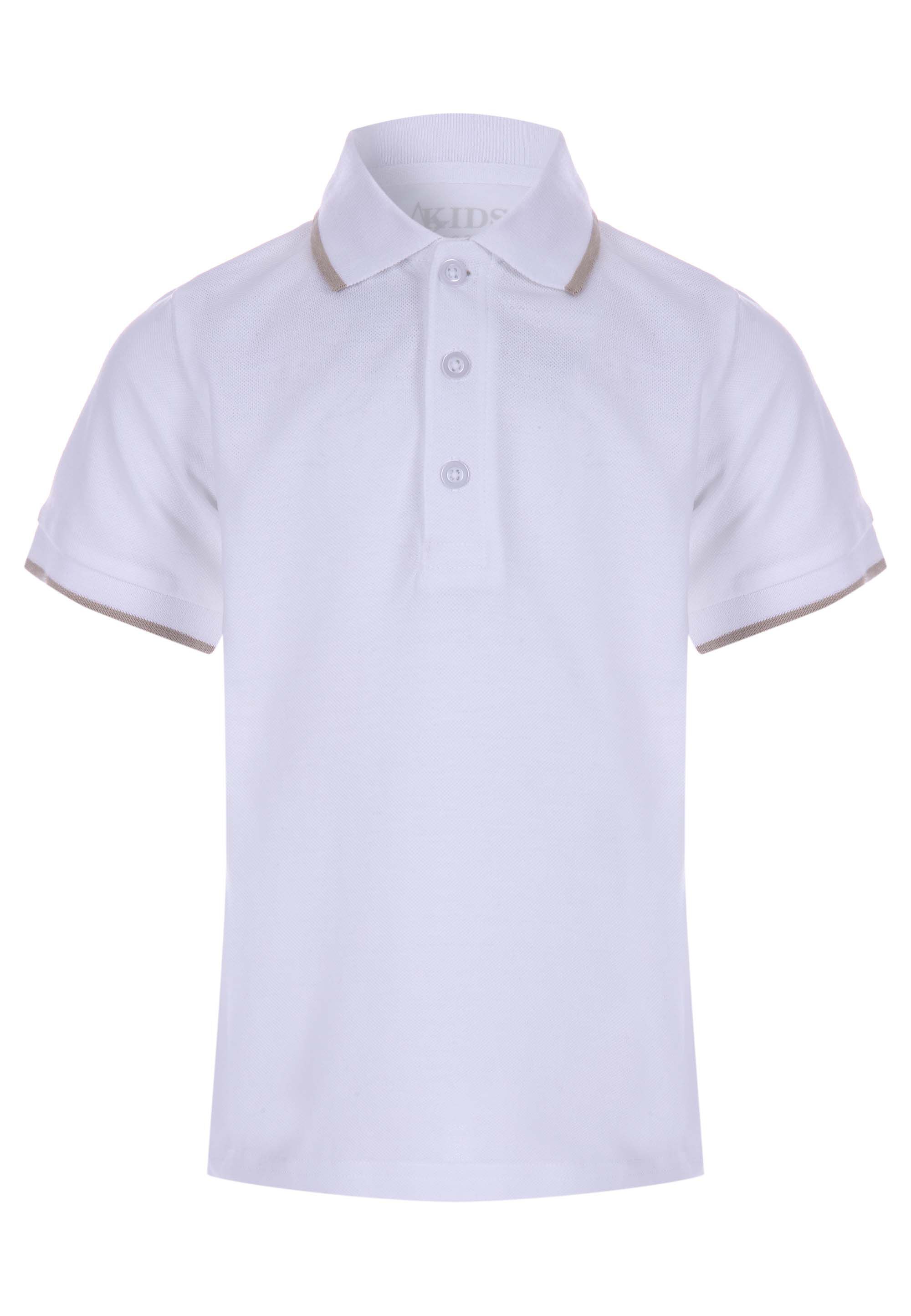 Younger Boys White Pique Polo Shirt