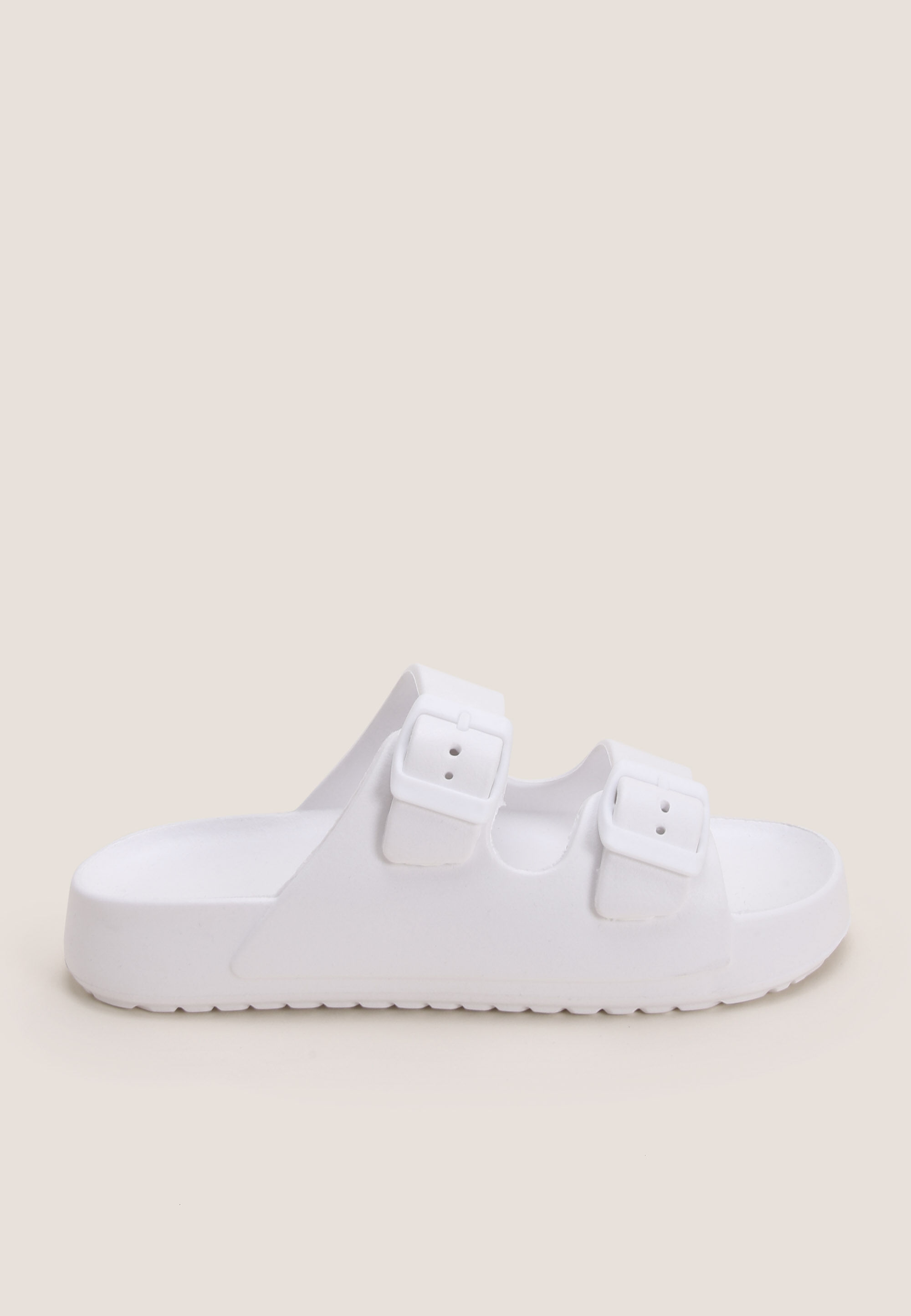 Older Girls White Rubber Footbed Sandals