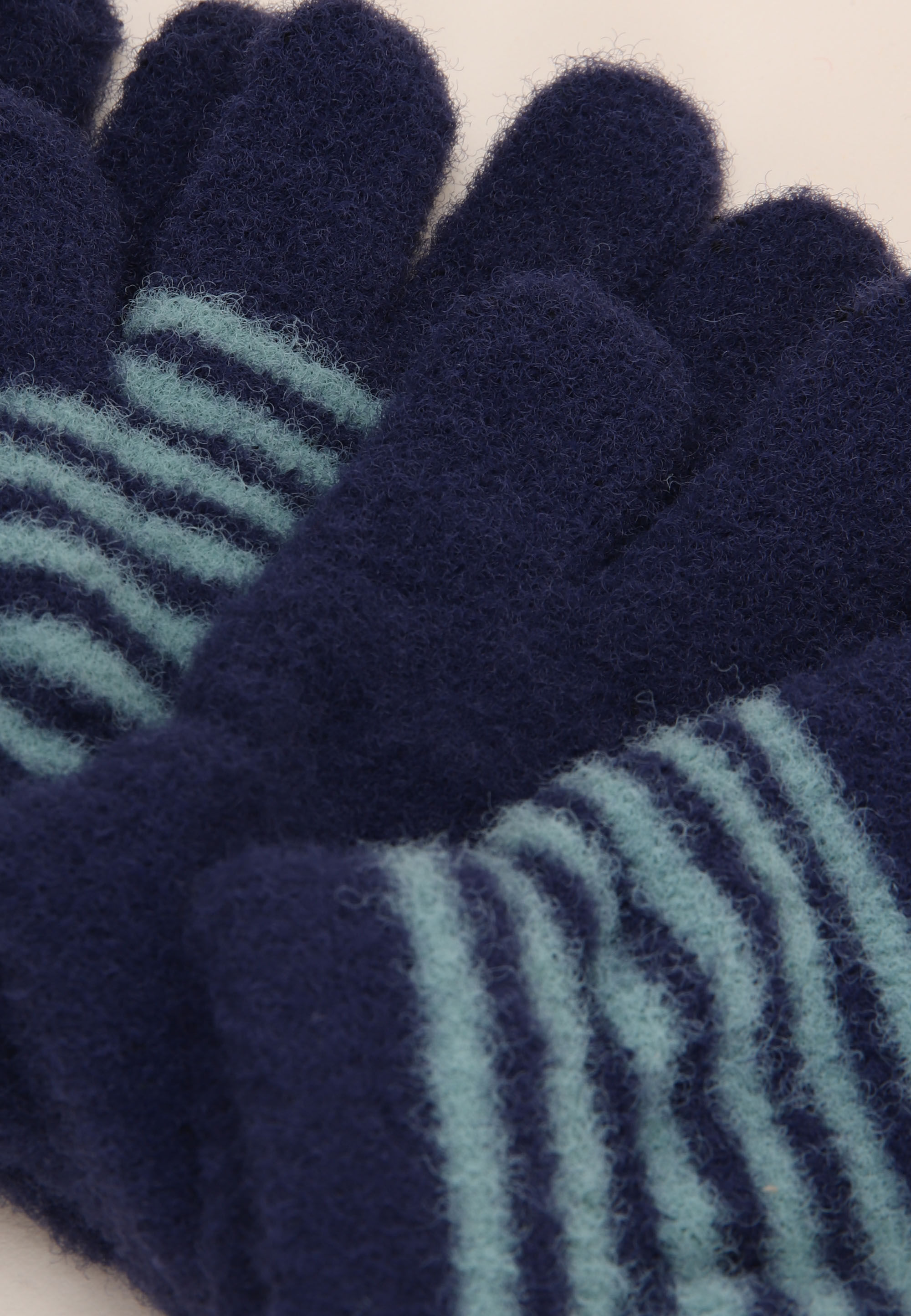 Younger Boys 2pk Navy Stripe Supersoft Gloves
