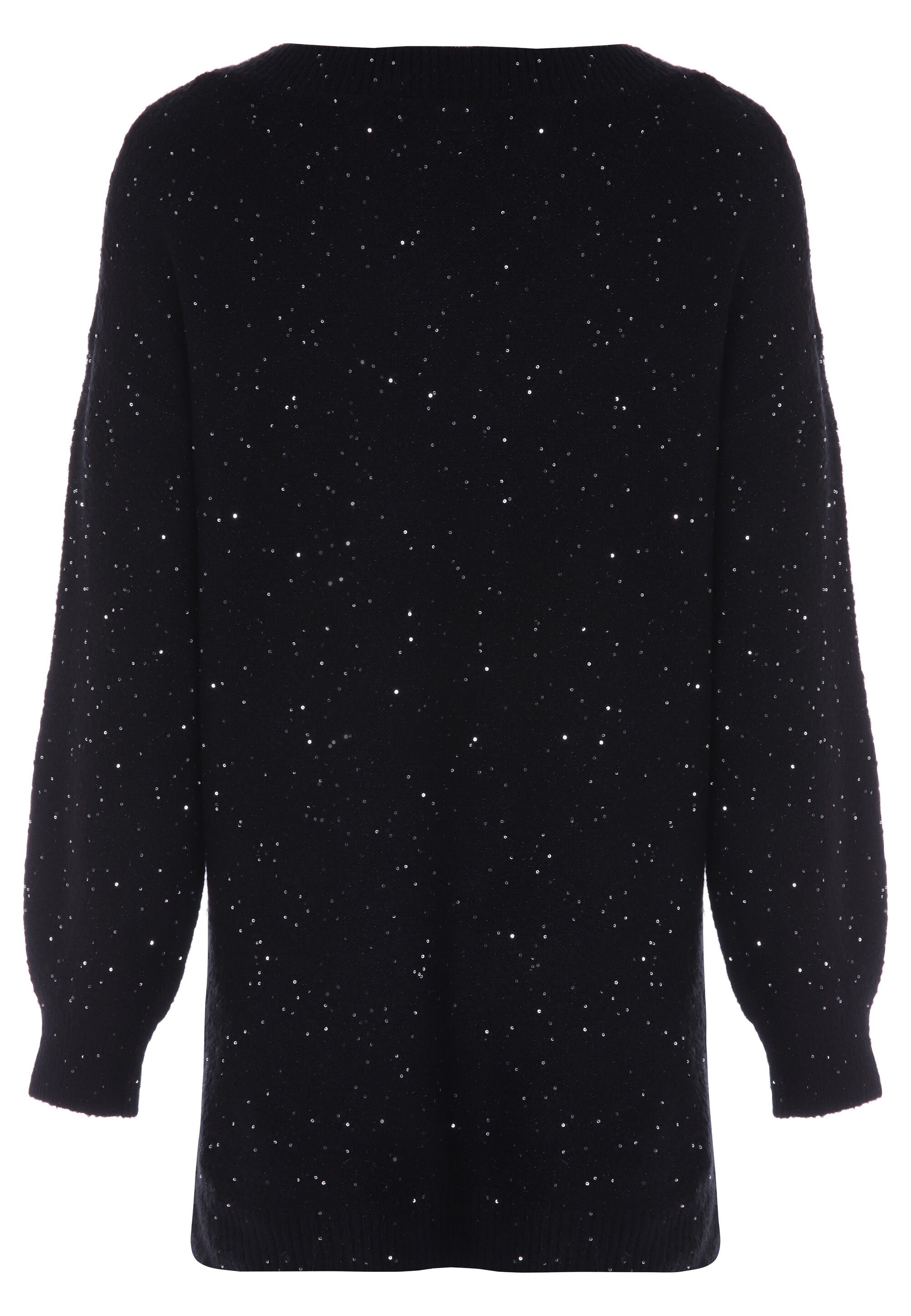 Womens Black Sequin Tunic Jumper