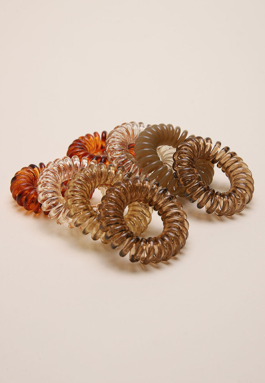 Womens 8pk Brown Spiral Hair Bobbles