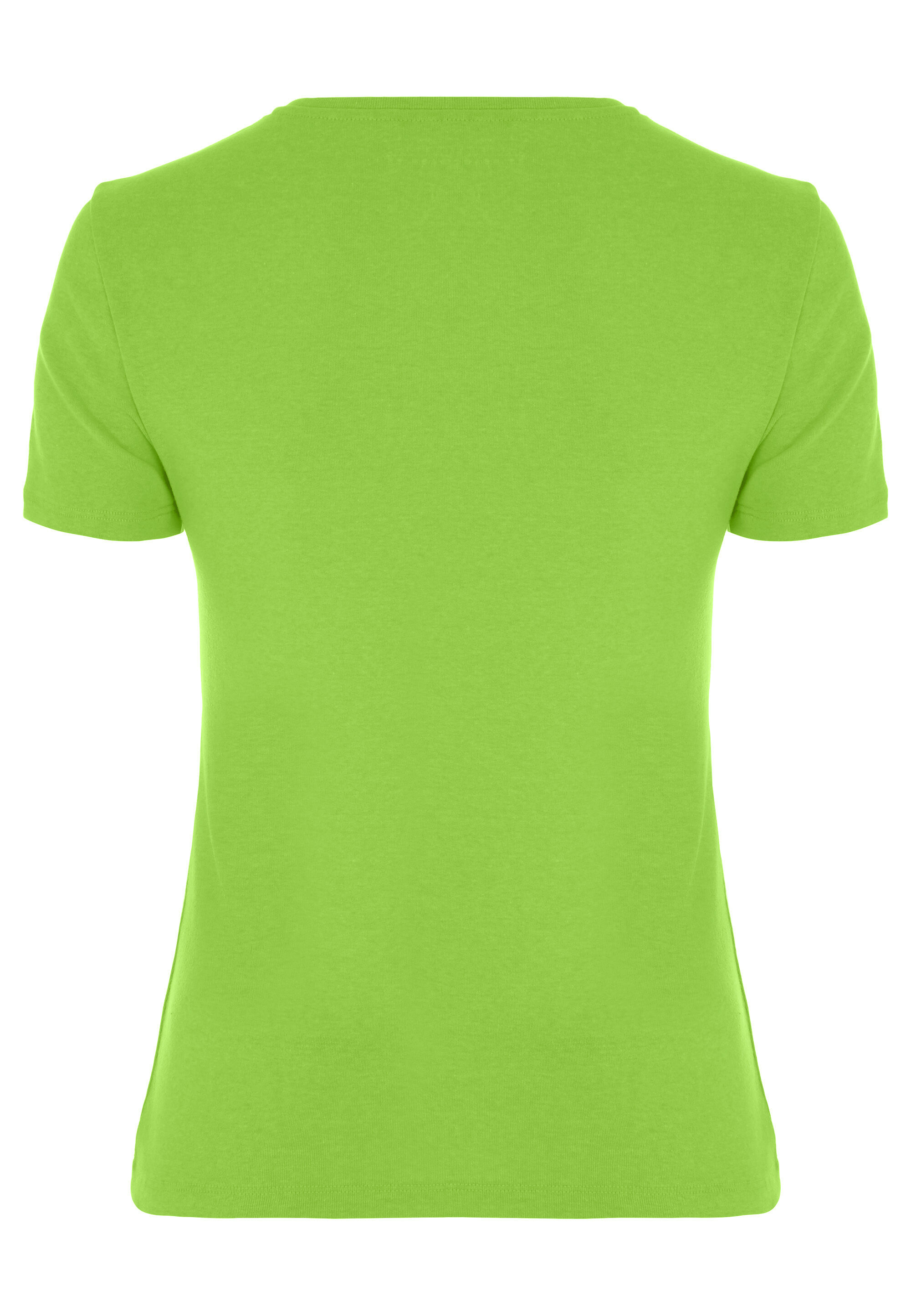 Womens Lime Green Plain Fitted Crew Neck Top