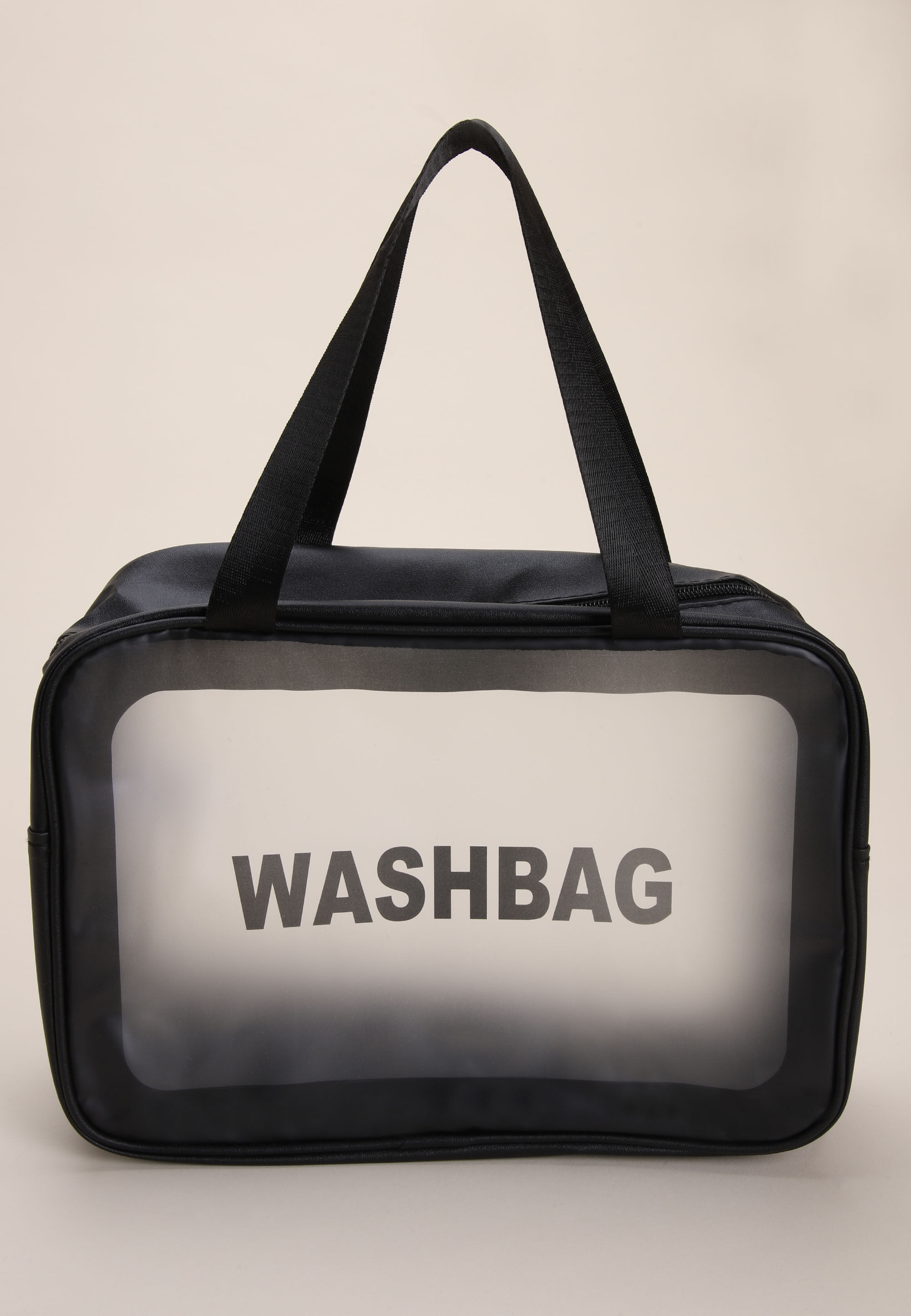Womens Black Transparent Travel Wash Bag
