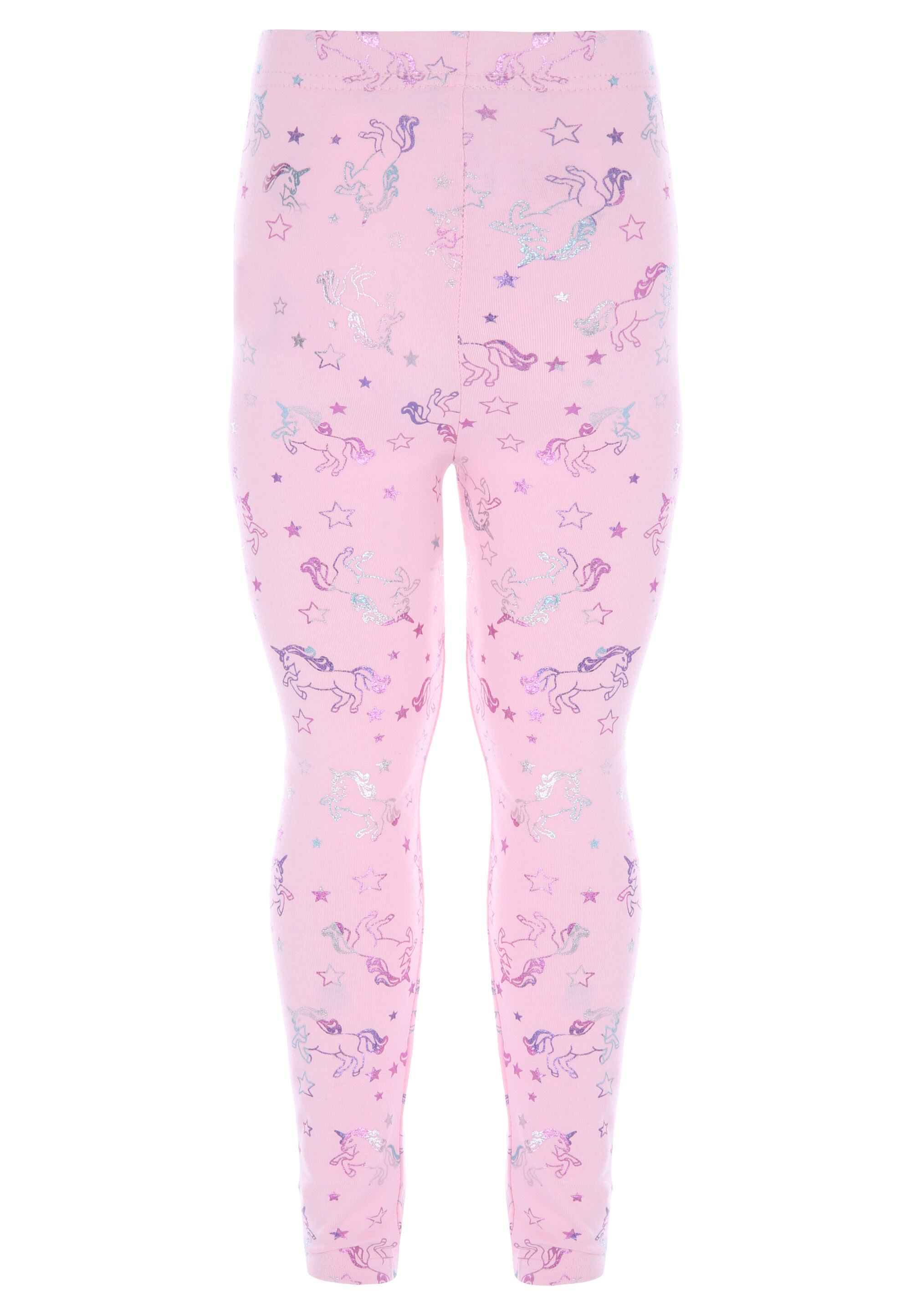 Younger Girls Pink Unicorn Foil Print Leggings