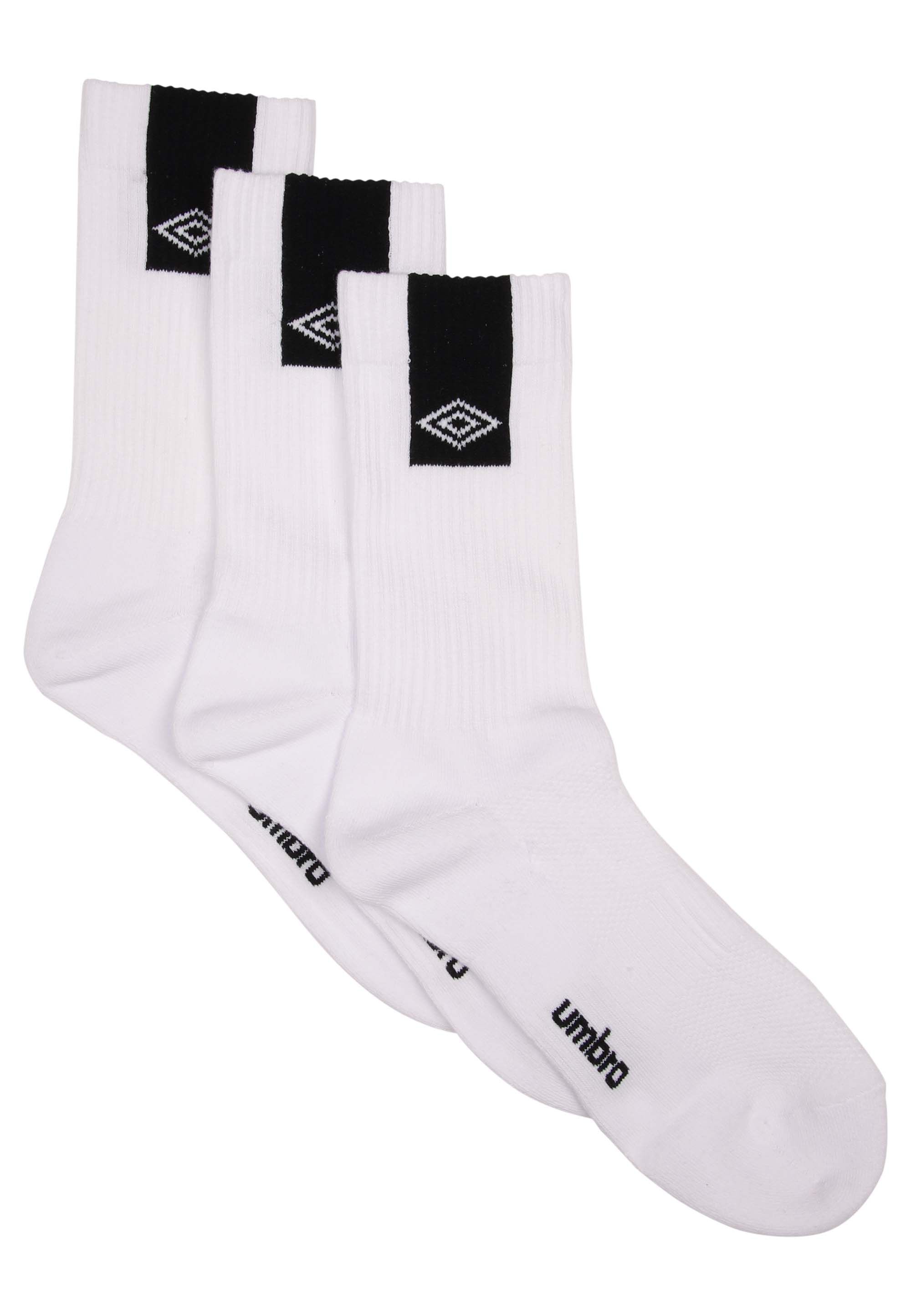 Mens 3pk White Umbro Ribbed Ankle Socks