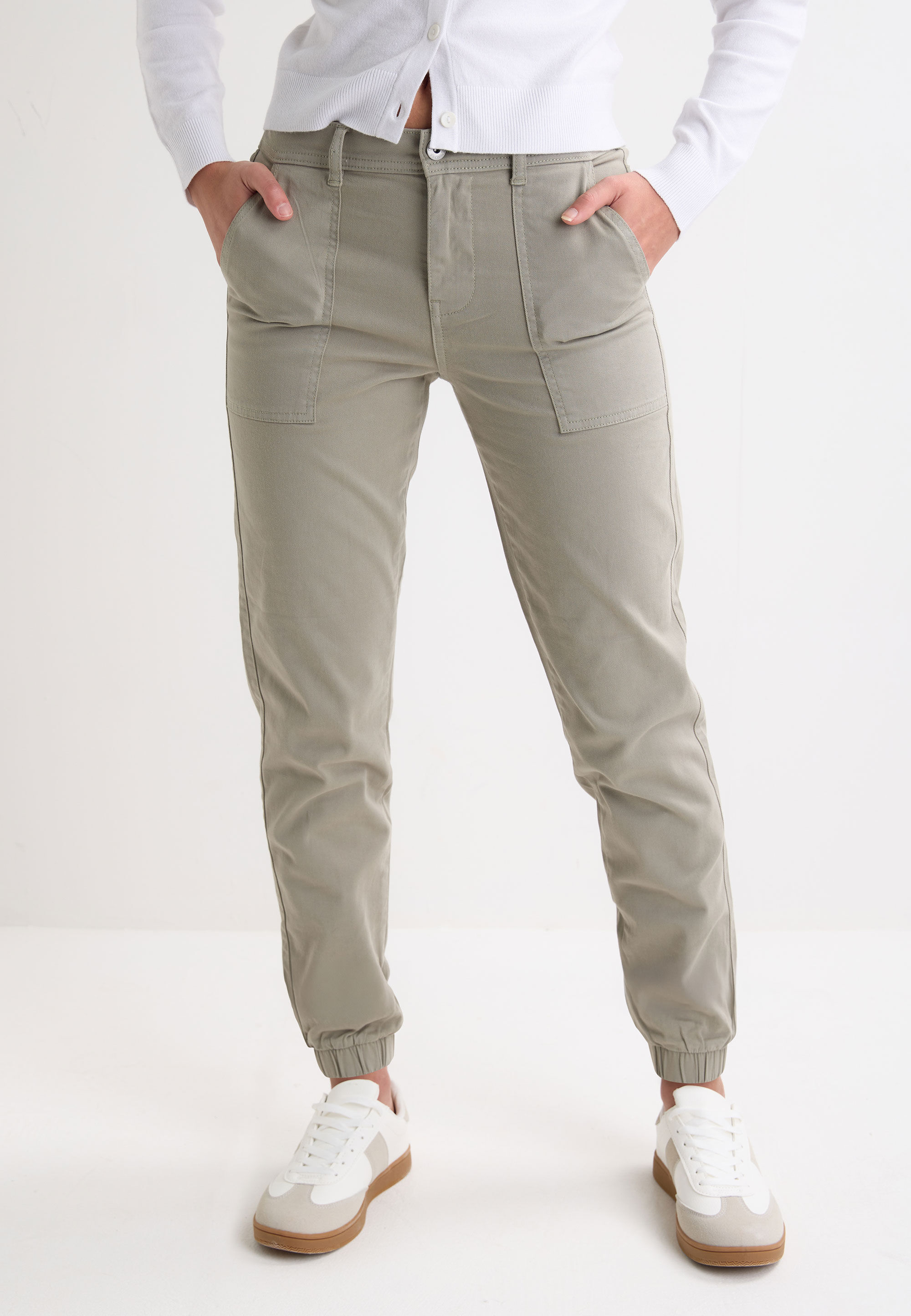 Womens Sage Plain Cuffed Trousers