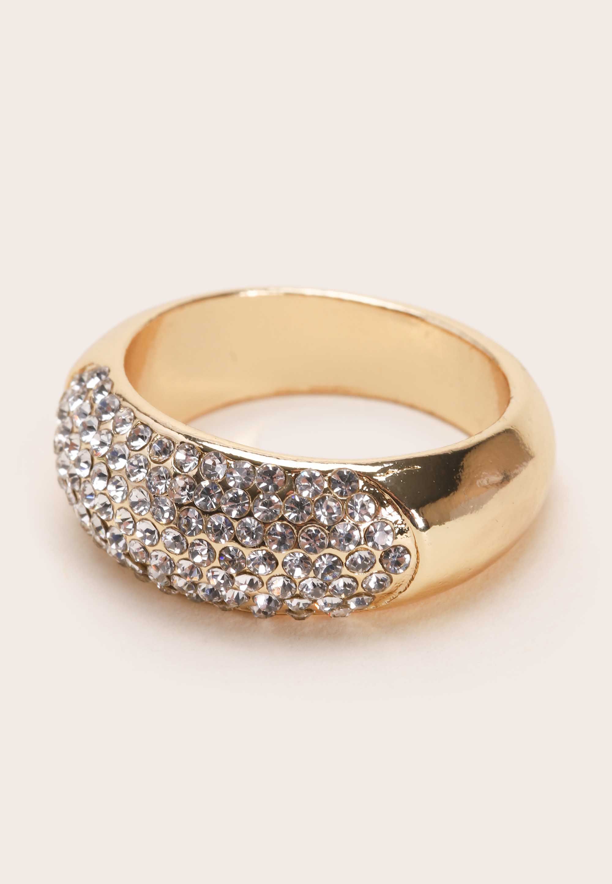Womens Gold Diamante Bling Ring