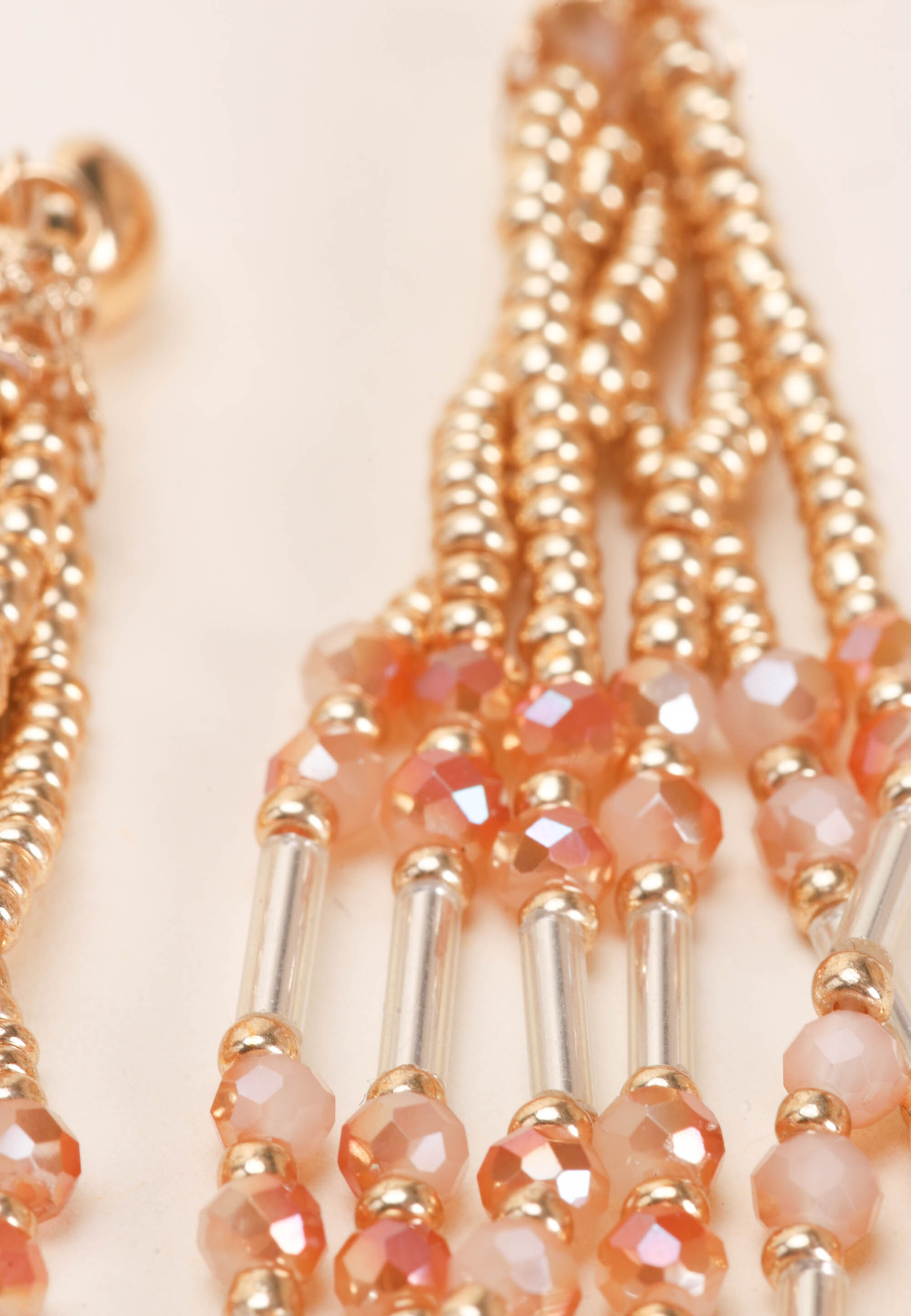 Womens Gold Beaded Drop Earrings