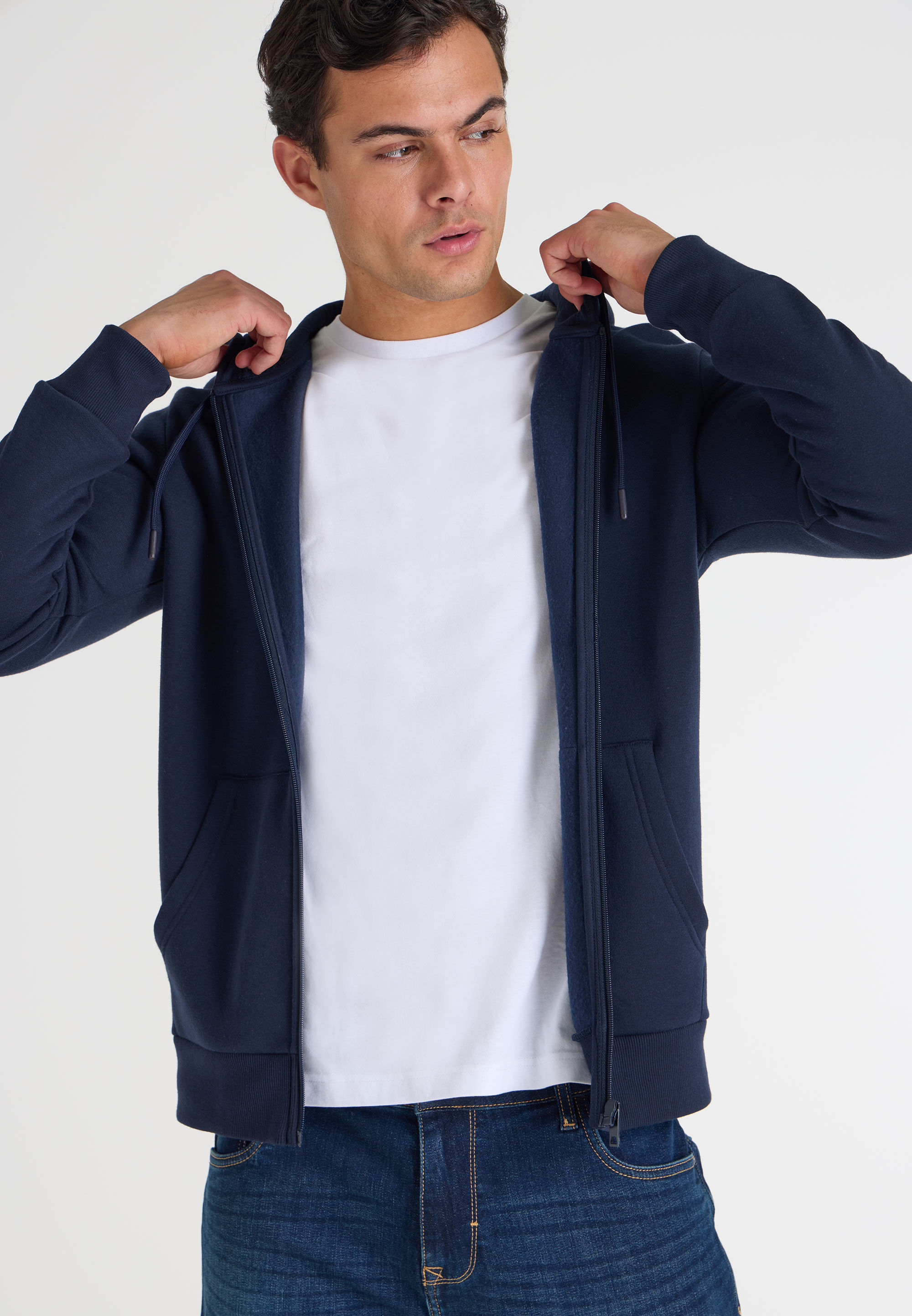 Mens Navy Zip Thru Hoodie