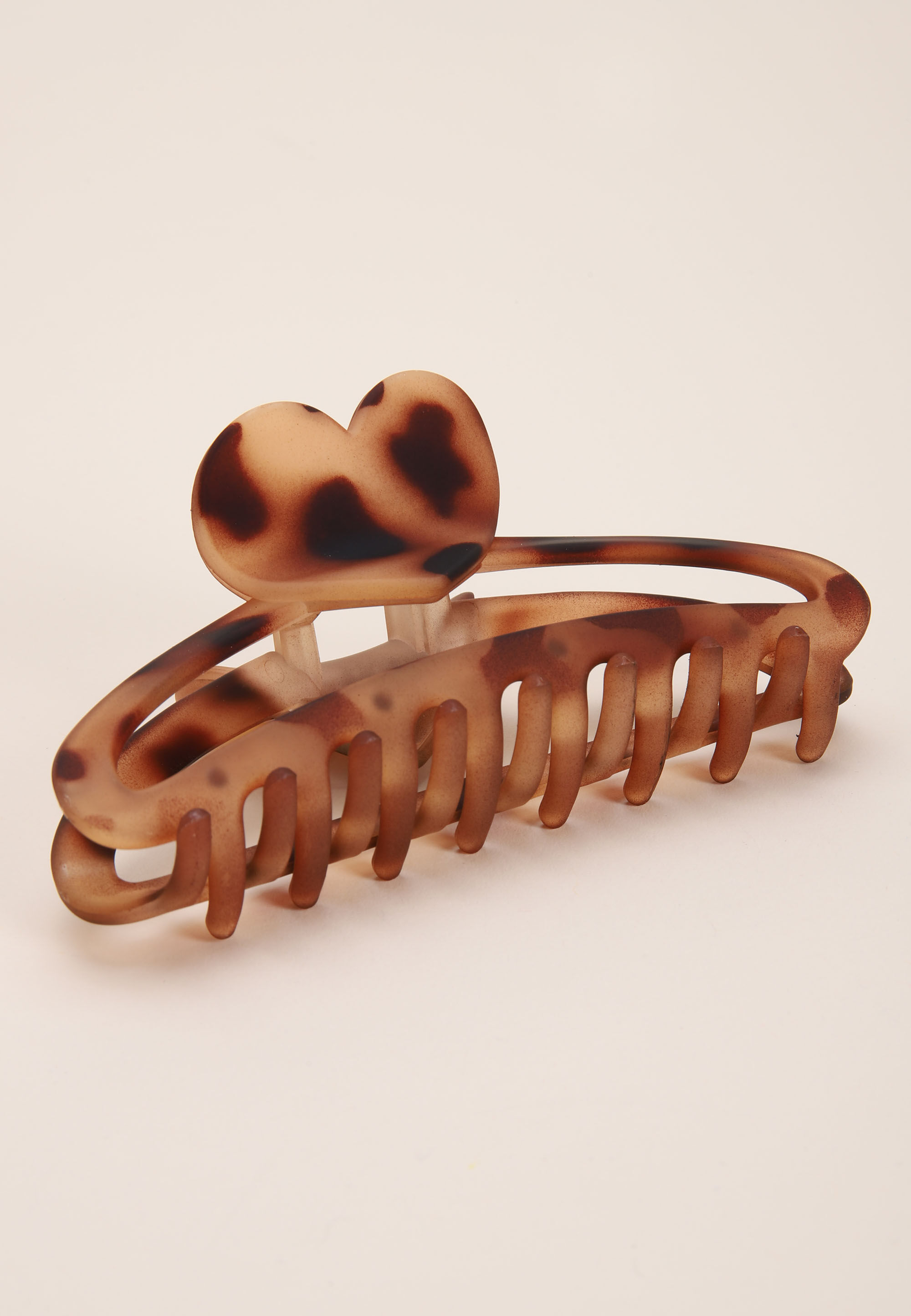 Womens Brown Tortoiseshell Heart Claw Hair Clip