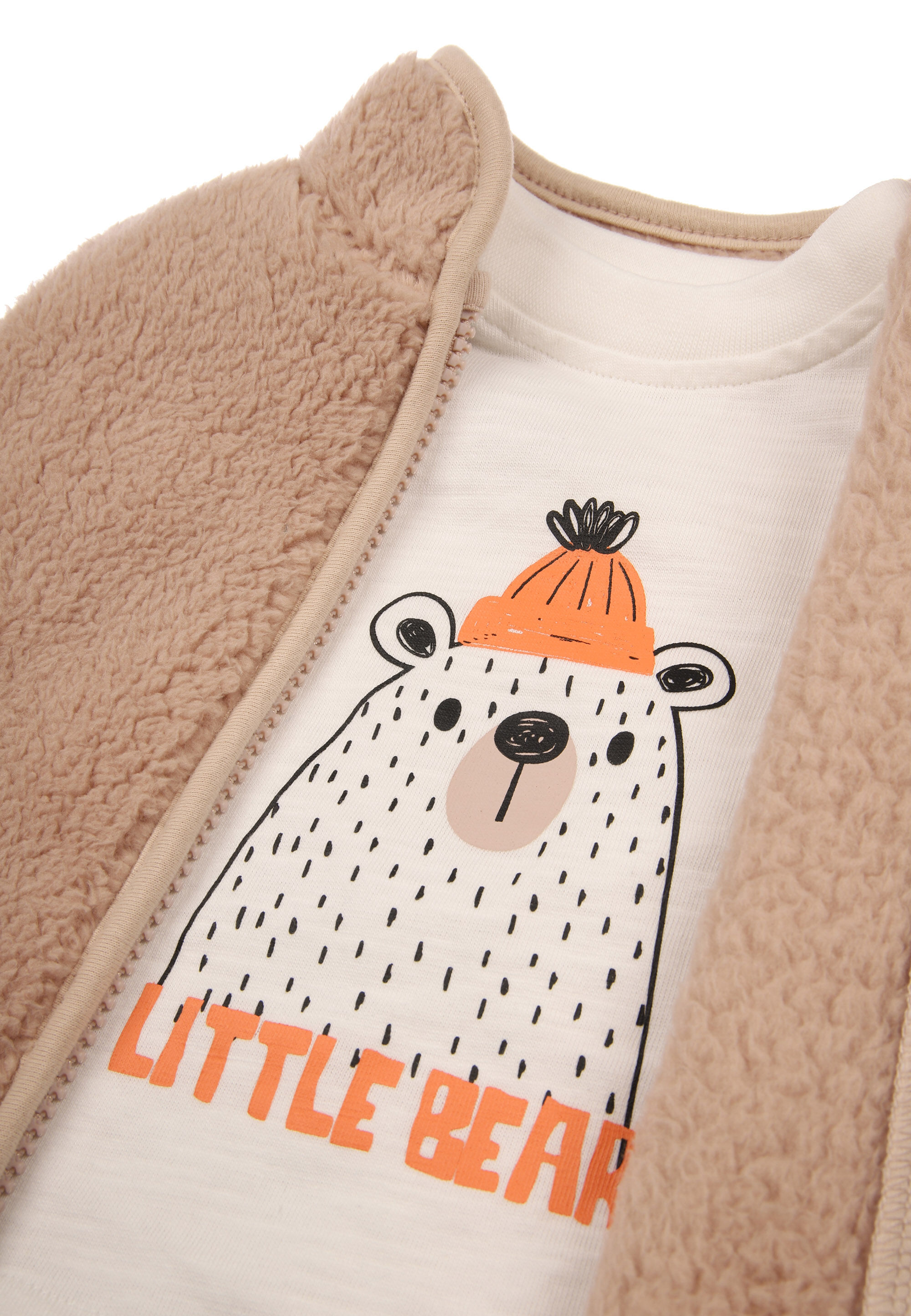 Baby Boy Stone Bear Top Gilet & Legging Set