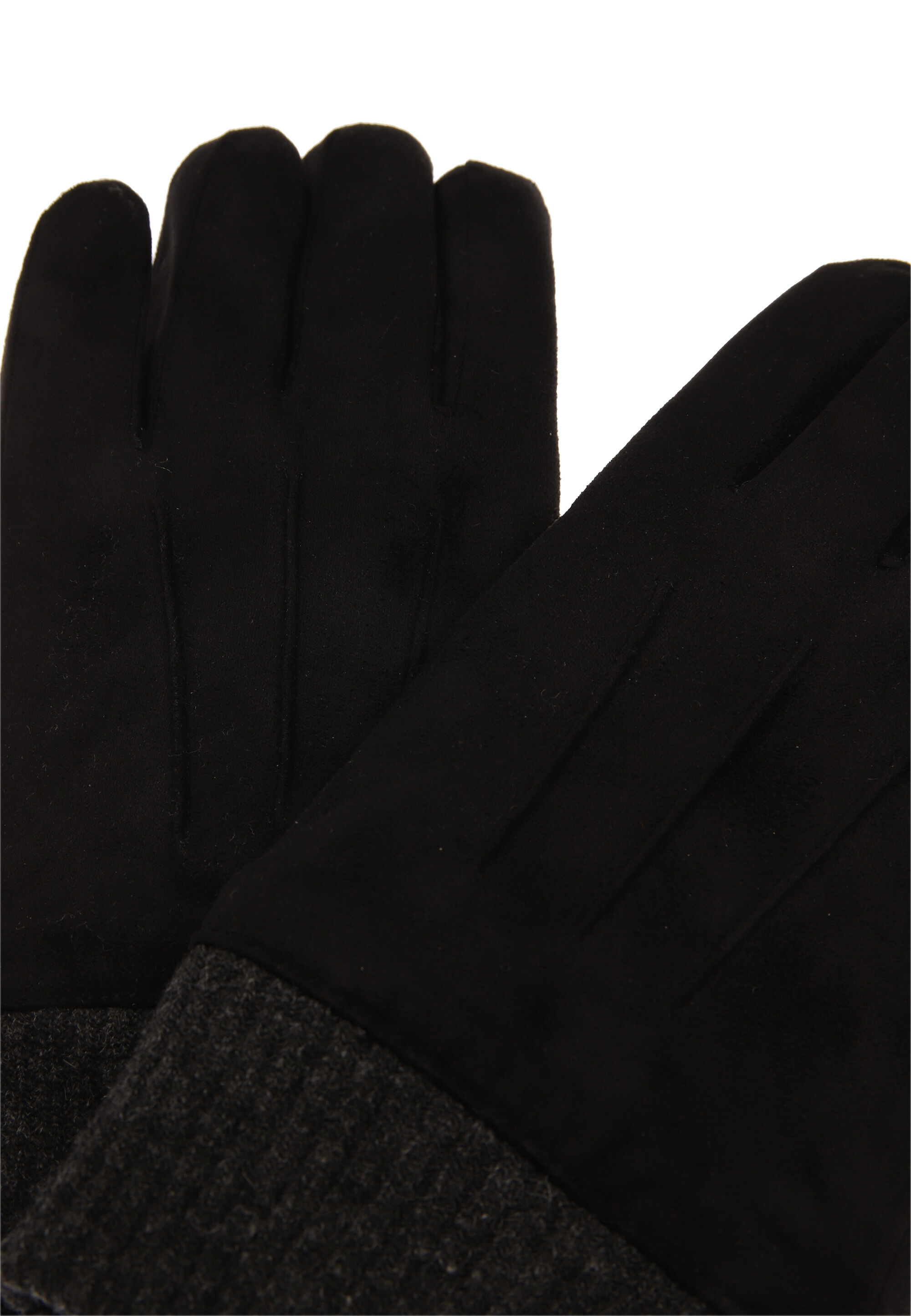 Mens Black Suedette & Grey Cuff Gloves
