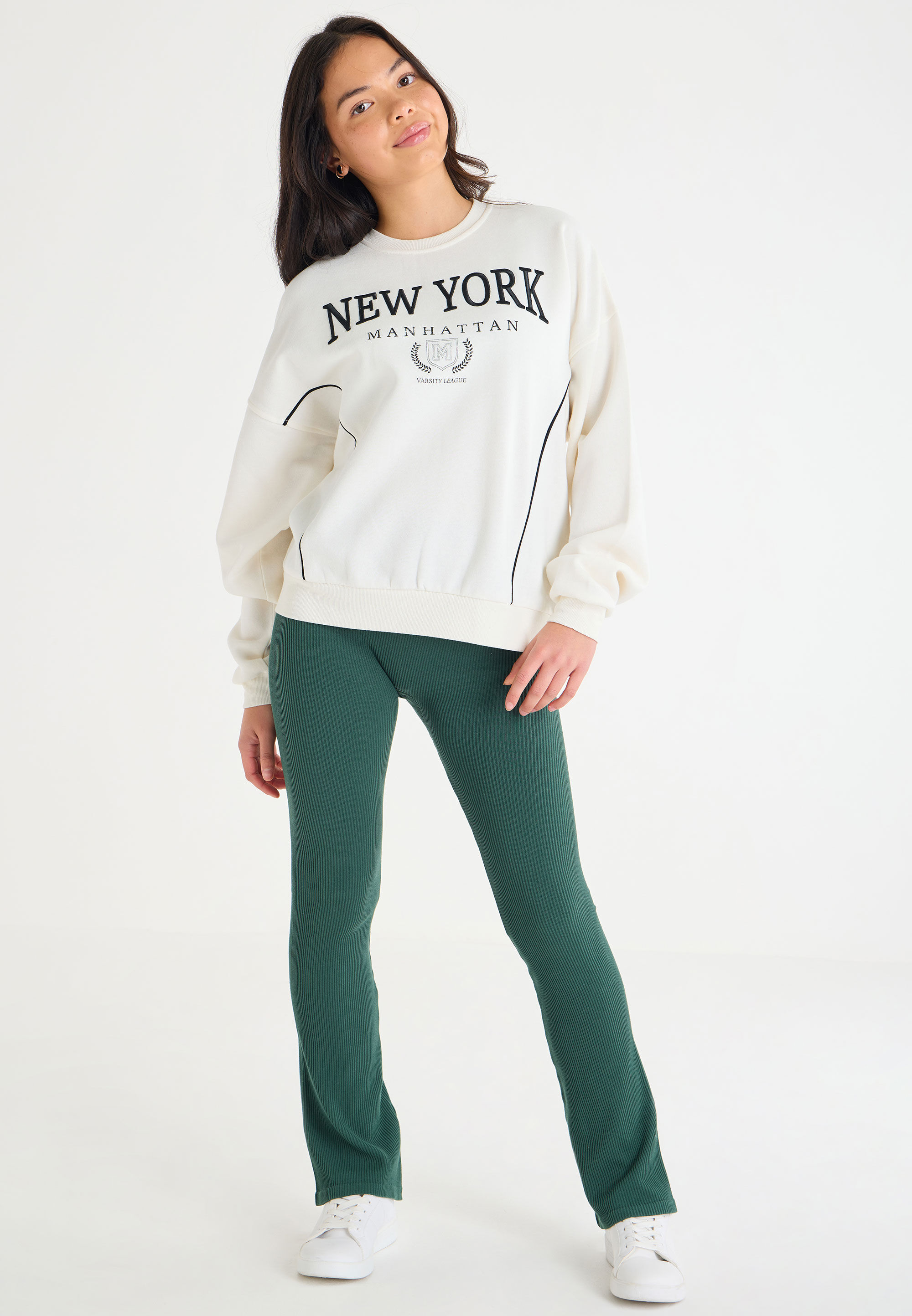 Older Girls Green Bootcut Seamless Leggings