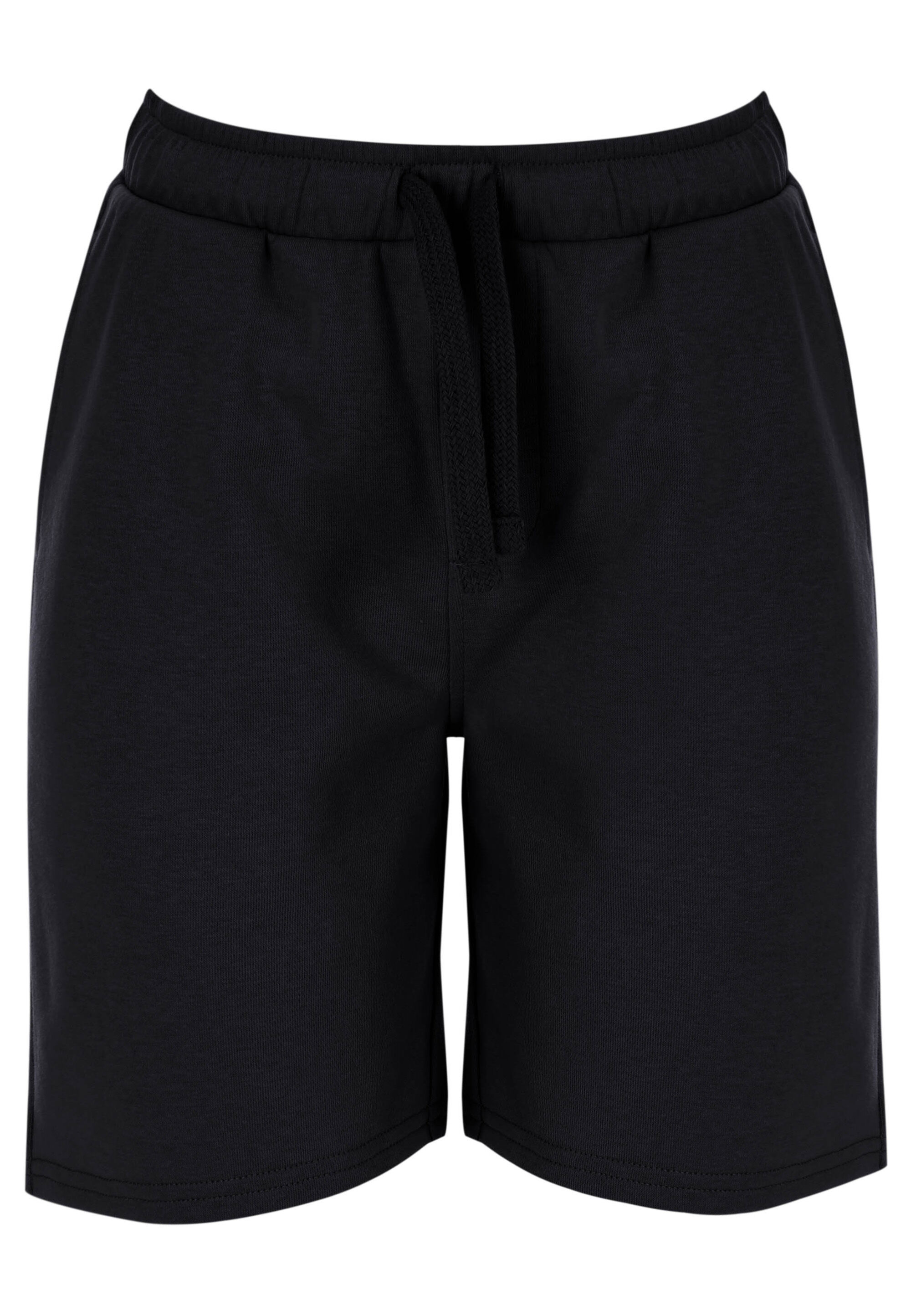 Younger Boys Solid Black Drawstring Casual Shorts