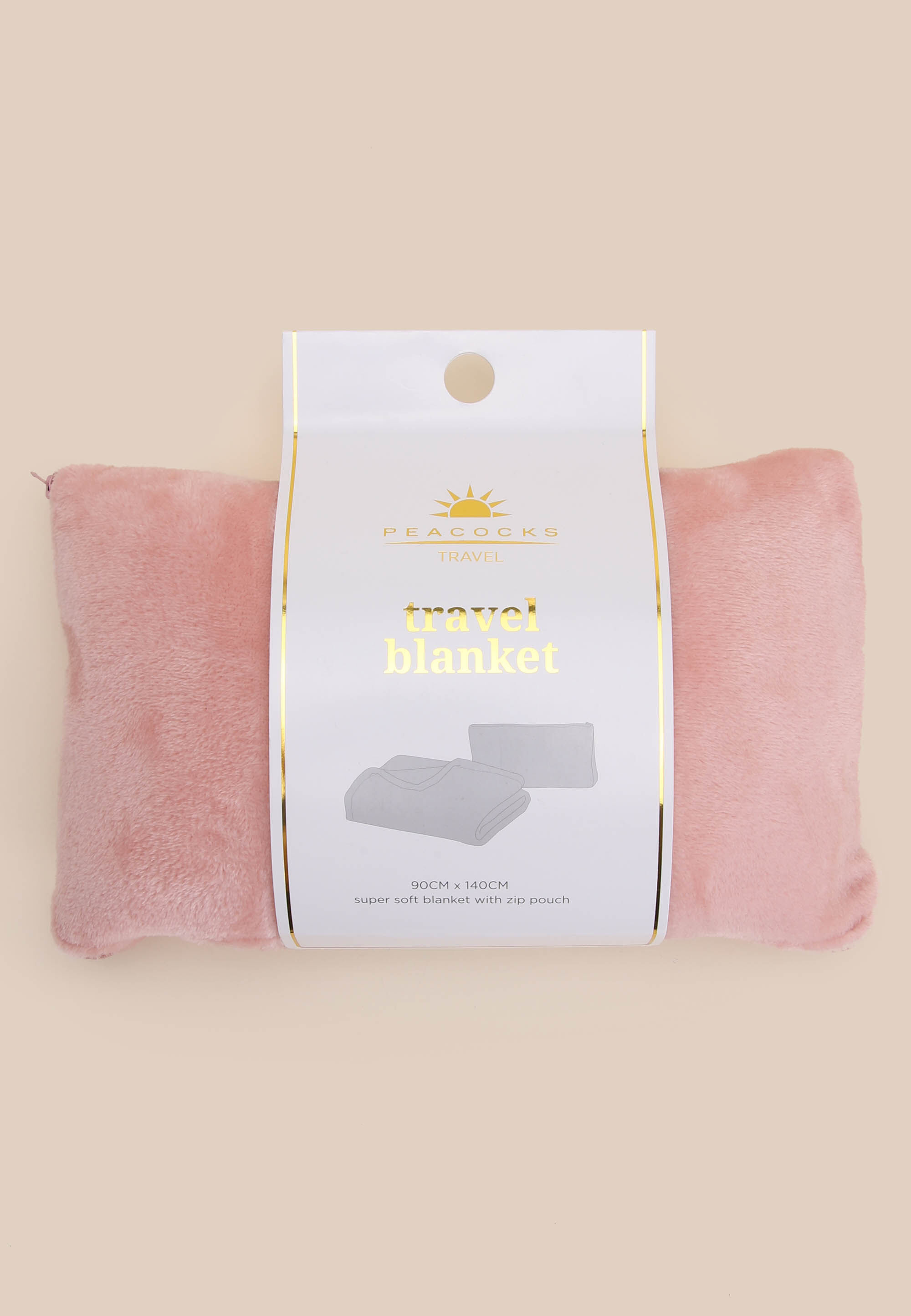 Womens Pink Plain Travel Blanket Set