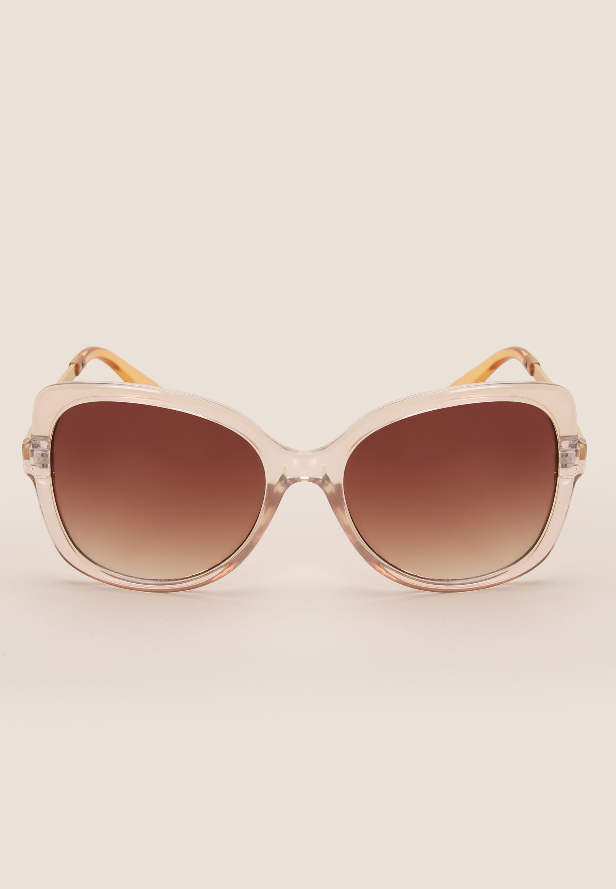 Womens Brown Transparent Large Square Sunglasses