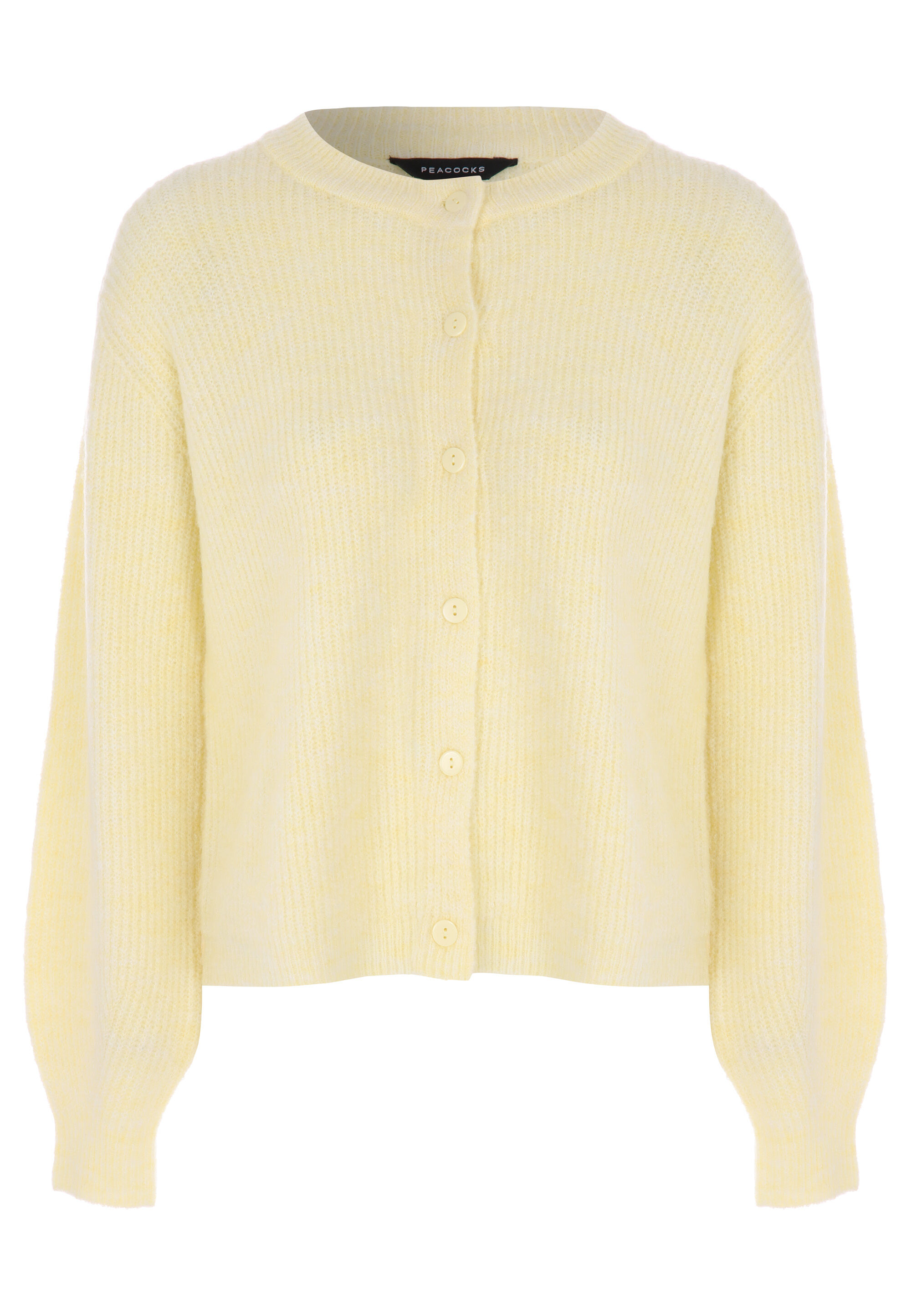 Womens Buttermilk Yellow Plain Ribbed Cardigan