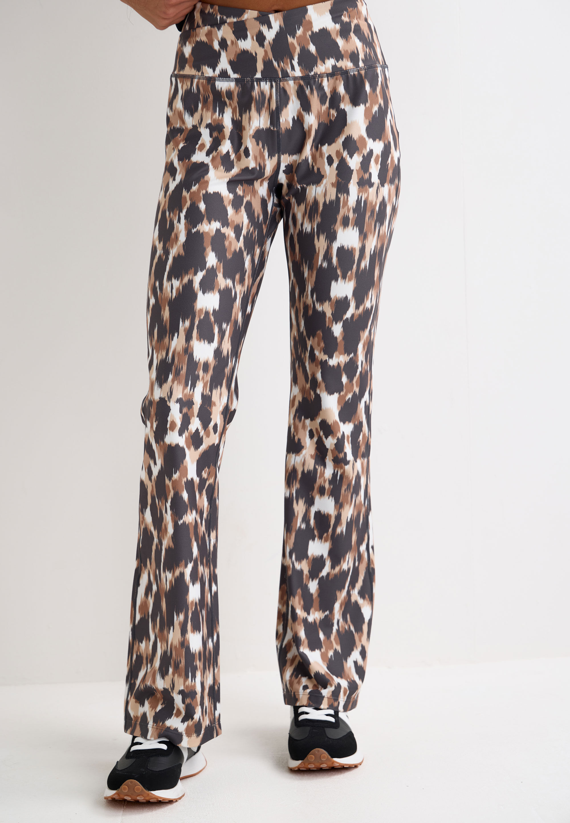 Womens Brown Animal Print Active Flare Leggings