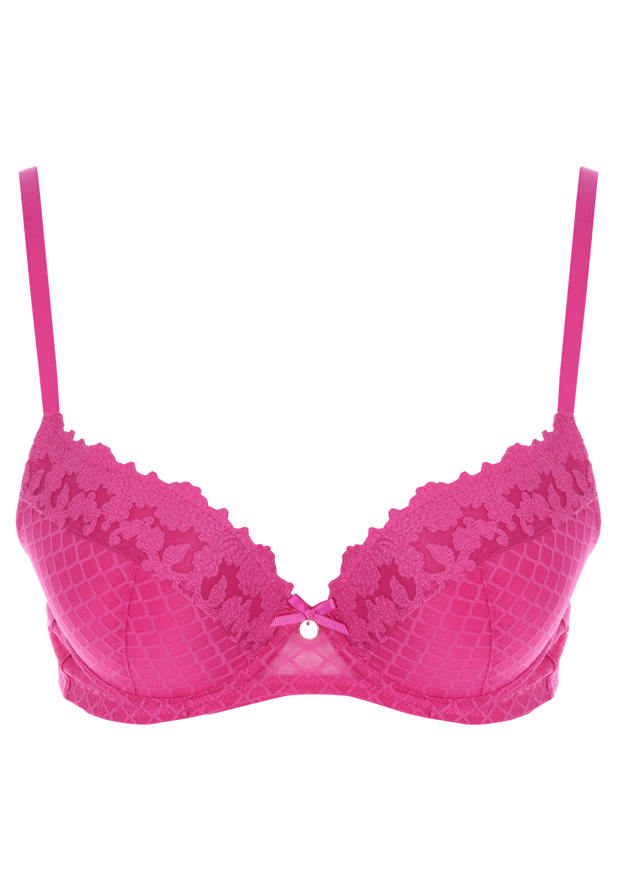 Womens Pink Check Naomi Padded Push Up Bra (B-DD)