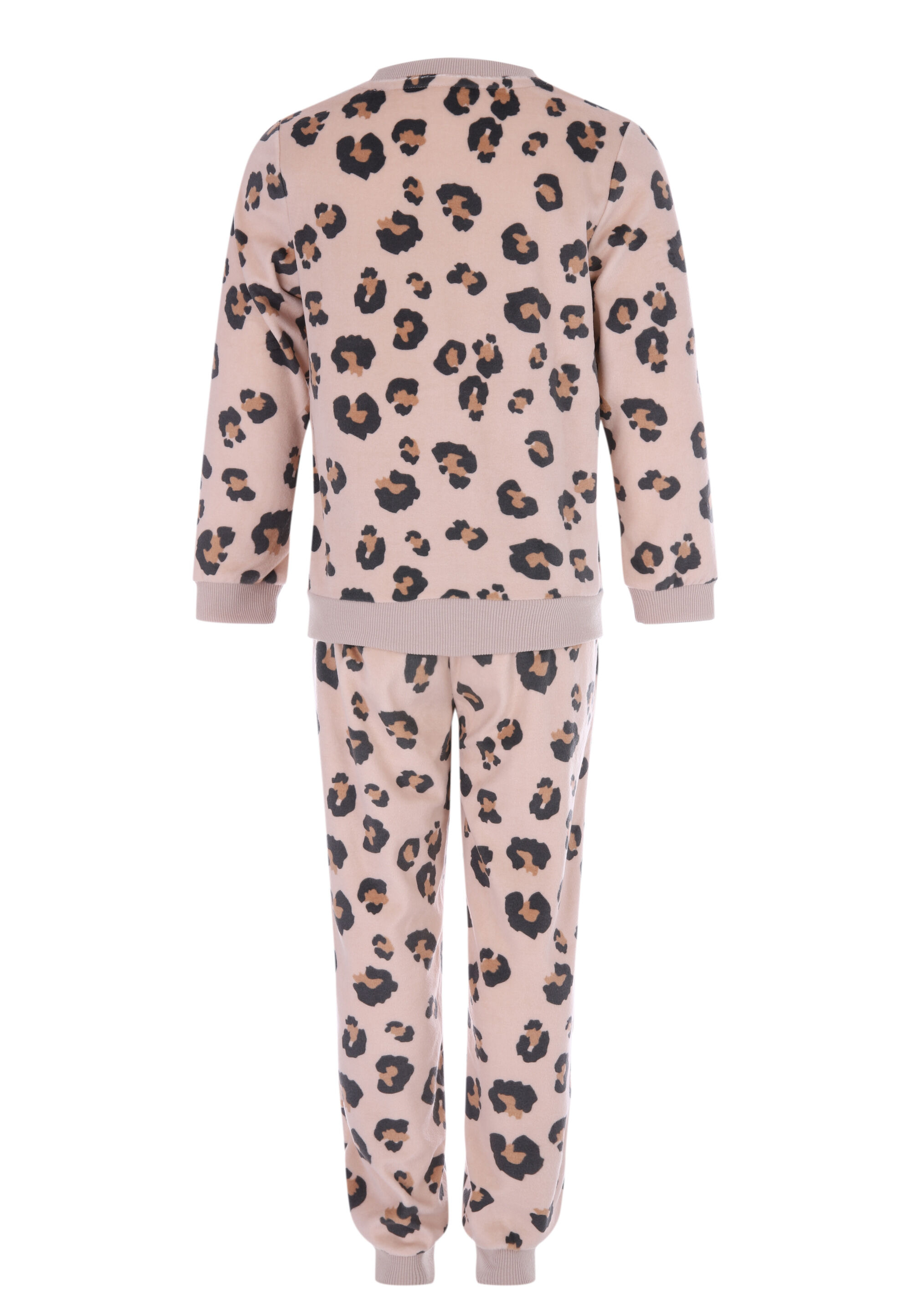 Girls Brown Leopard Print Fleece Pyjama Set
