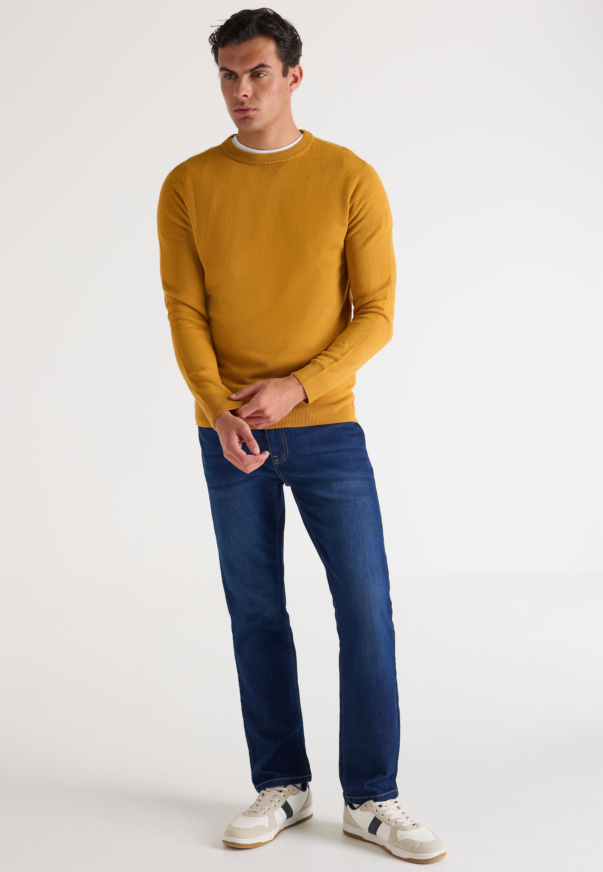 Mens Mustard Crew Neck Jumper