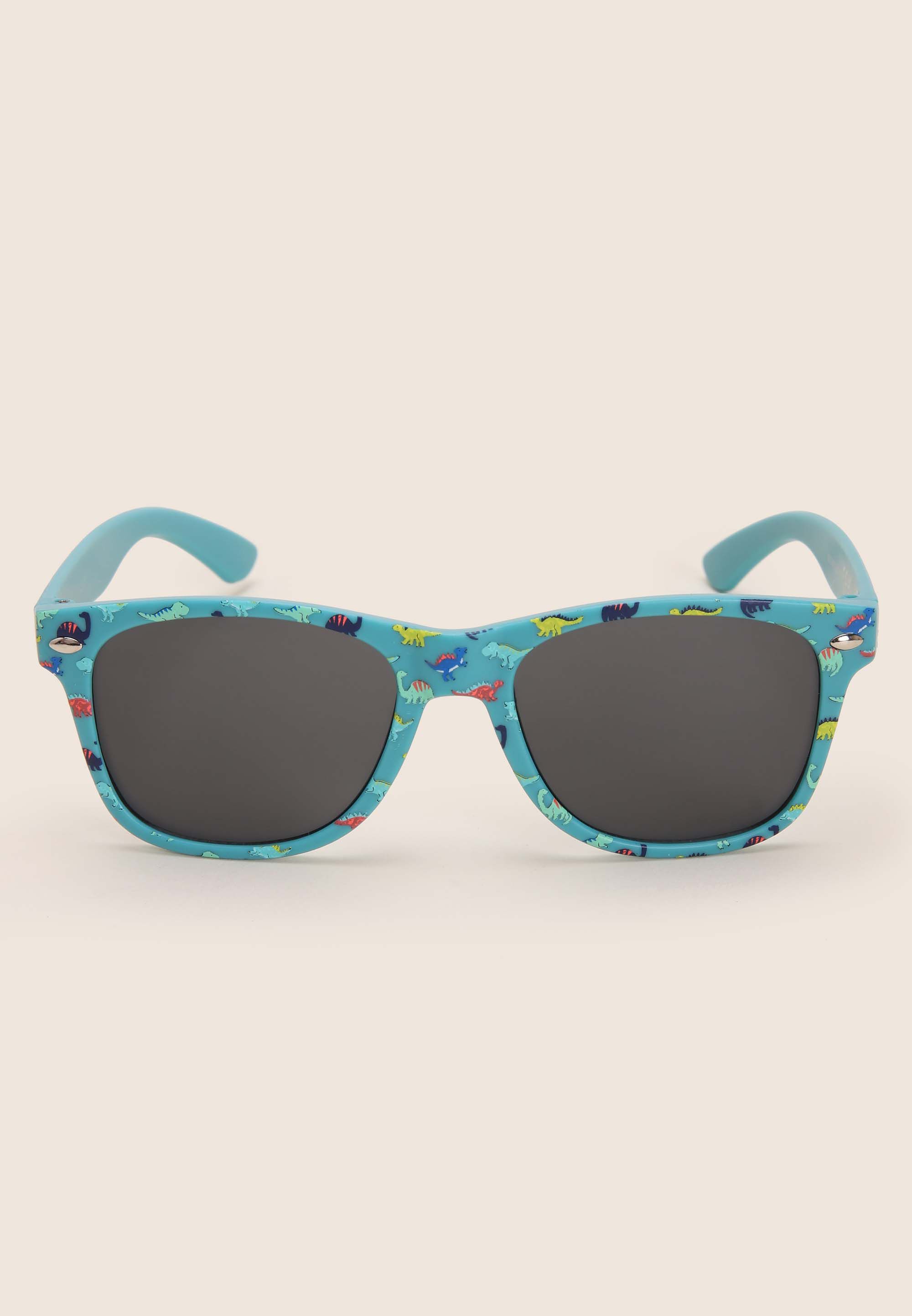 Boys Green Printed Retro Sunglasses