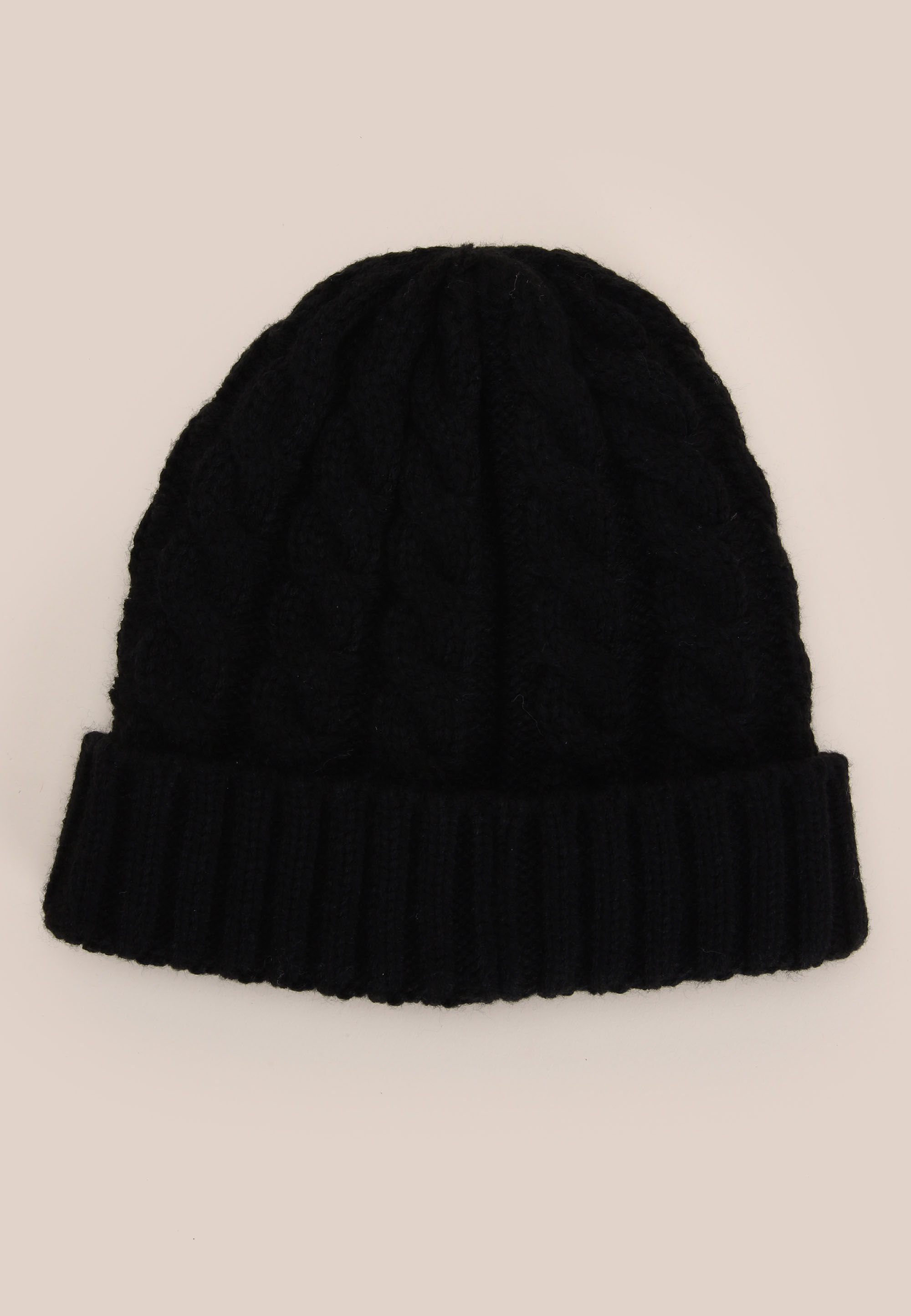 Mens Black Plain Thinsulate Cable Beanie