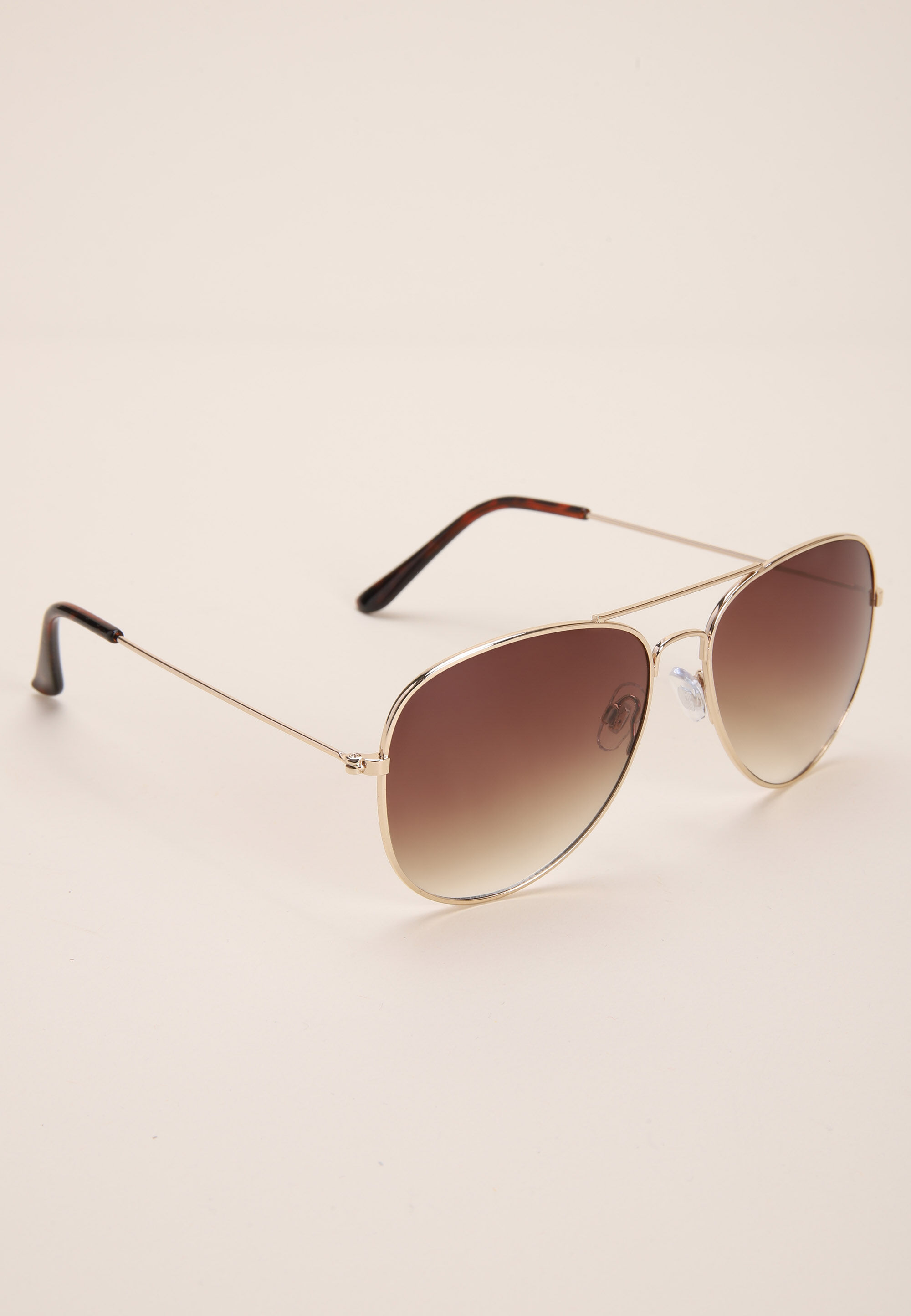 Mens Brown Basic Aviator Sunglasses