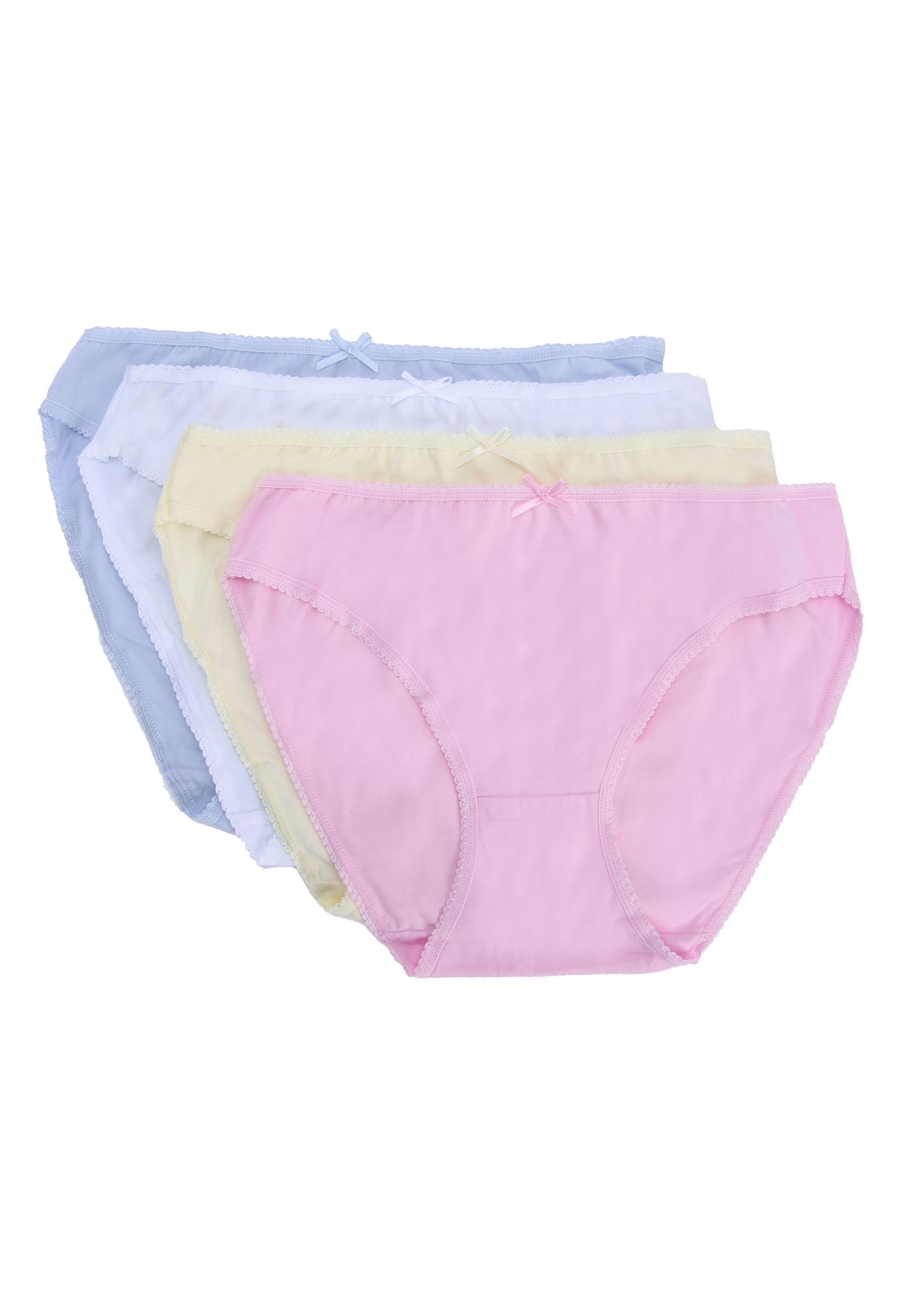 Womens 4pk Pink Pastel Plain Hi Cut Briefs