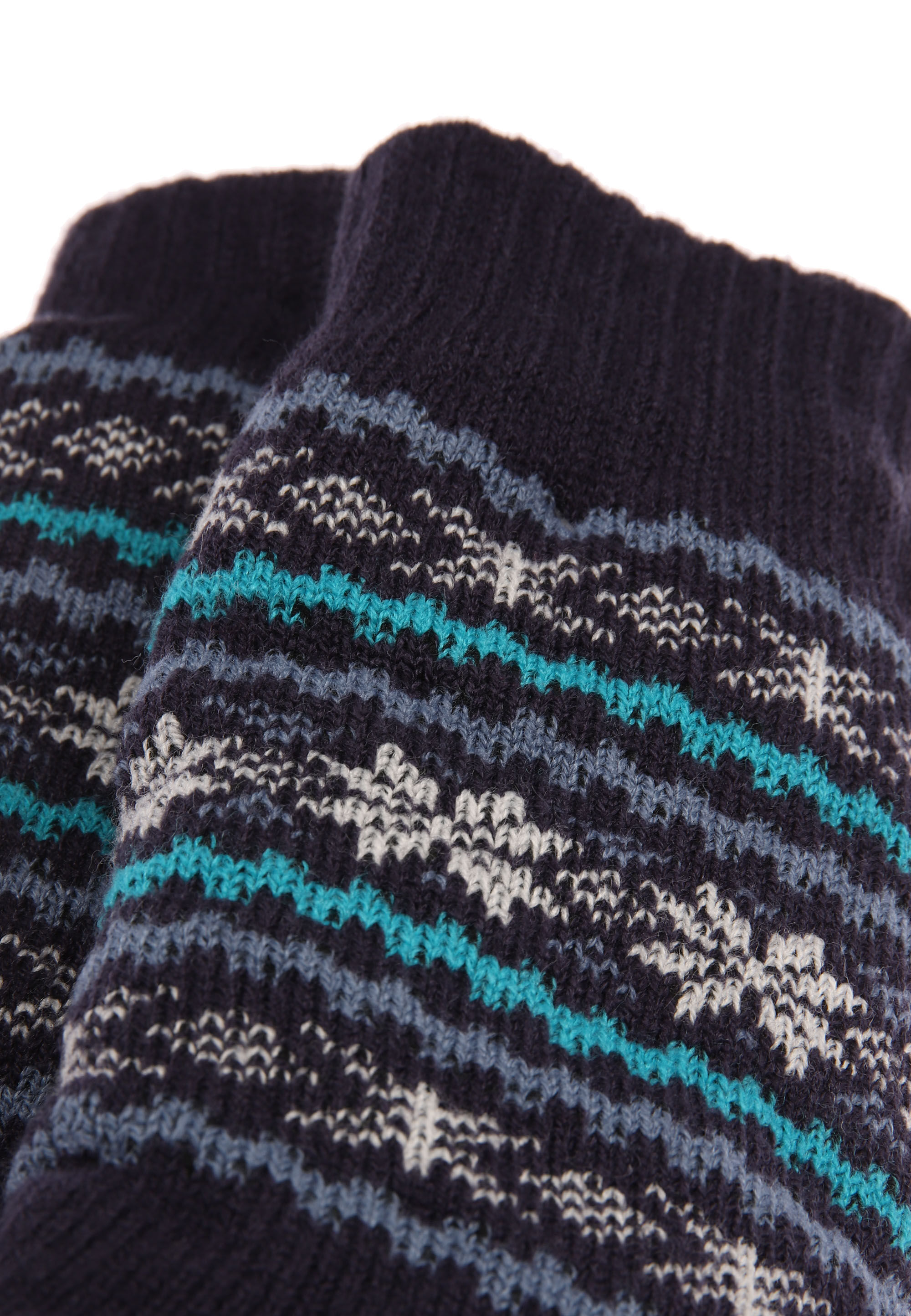 Mens 1pk Navy Fairisle Knitted Slipper Socks