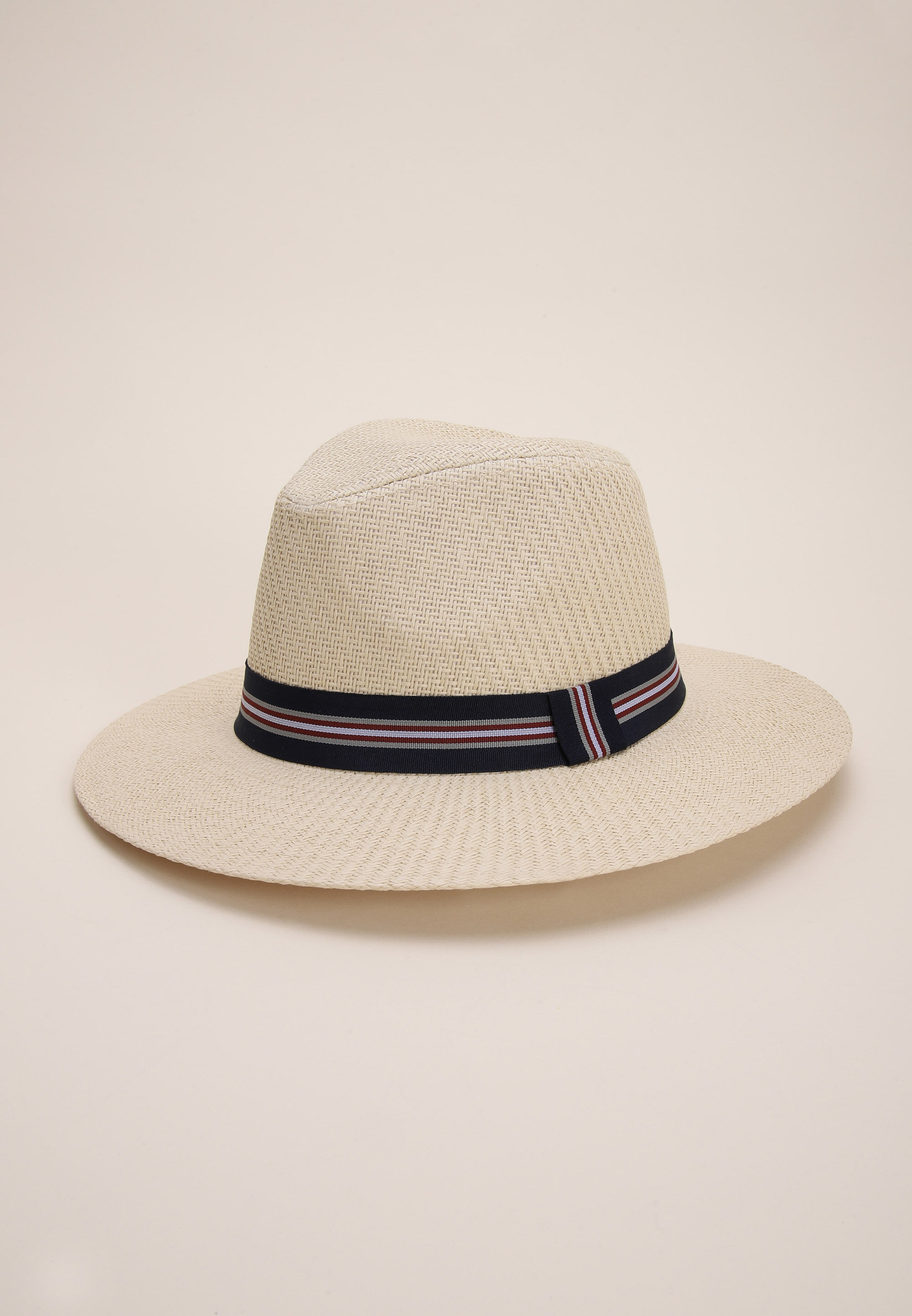 Mens Natural Woven Stripe Panama Hat