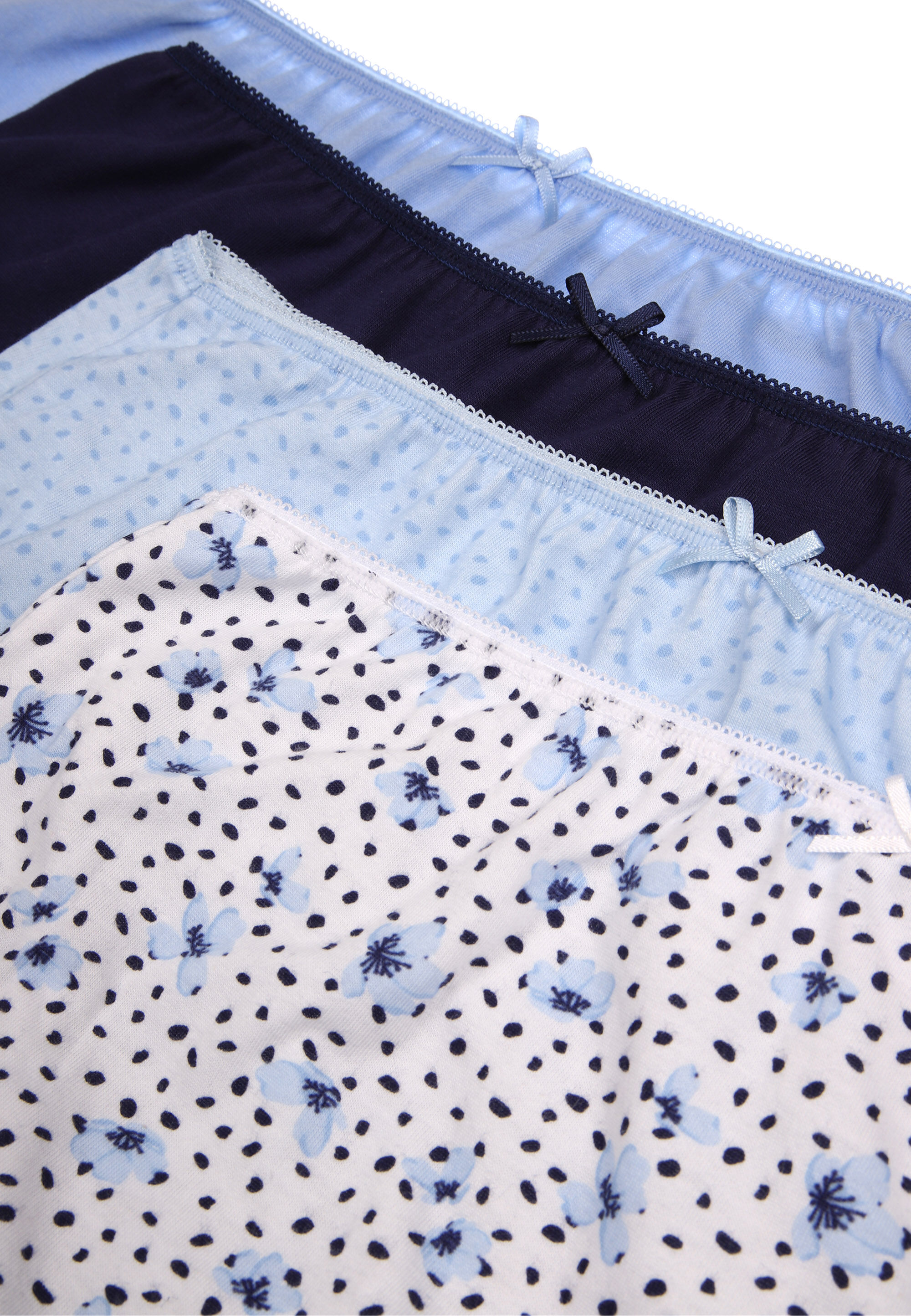 Womens 4pk Blue Ditsy Print Full Briefs