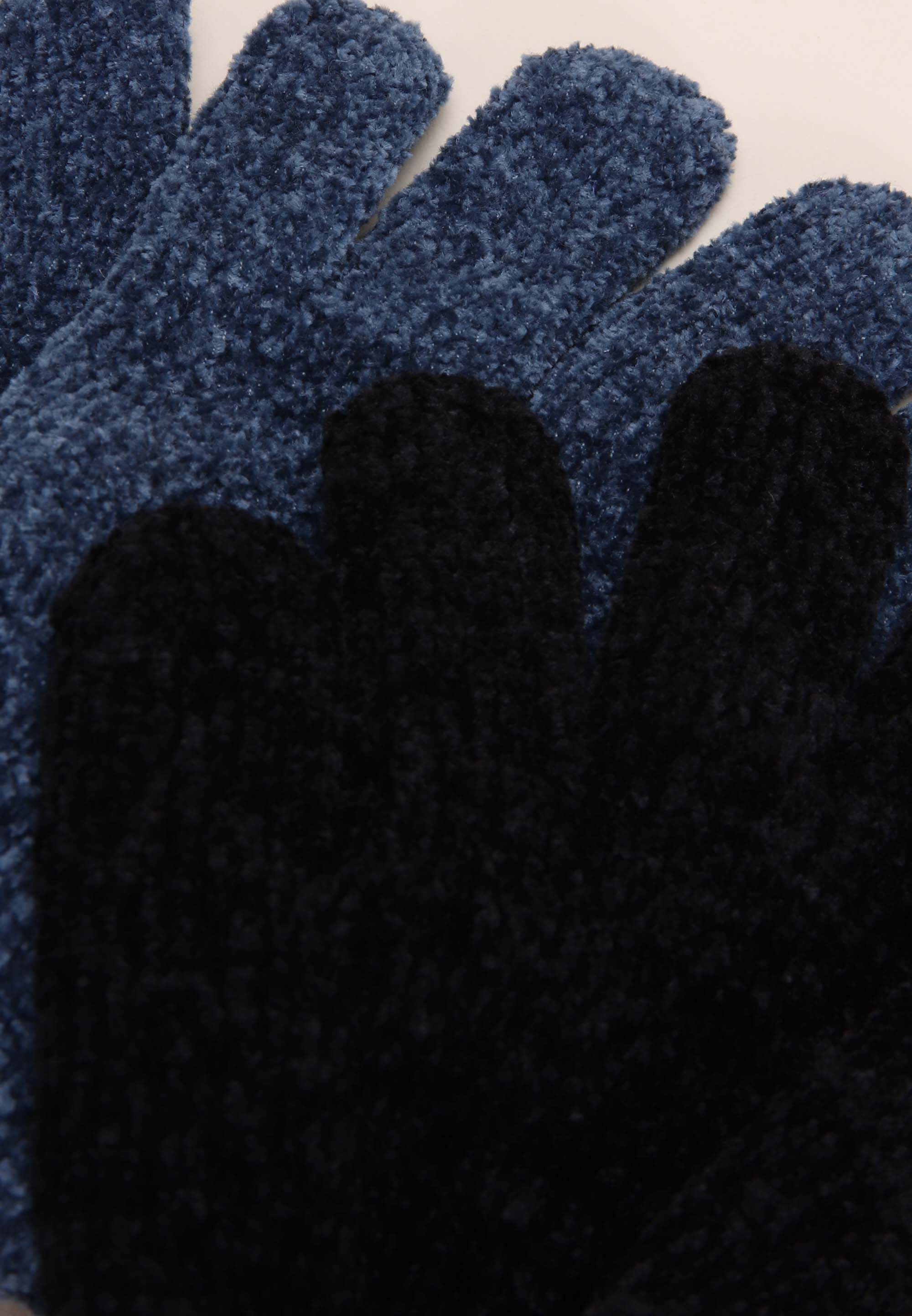 Older Girls 2pk Black & Blue Chenille Gloves