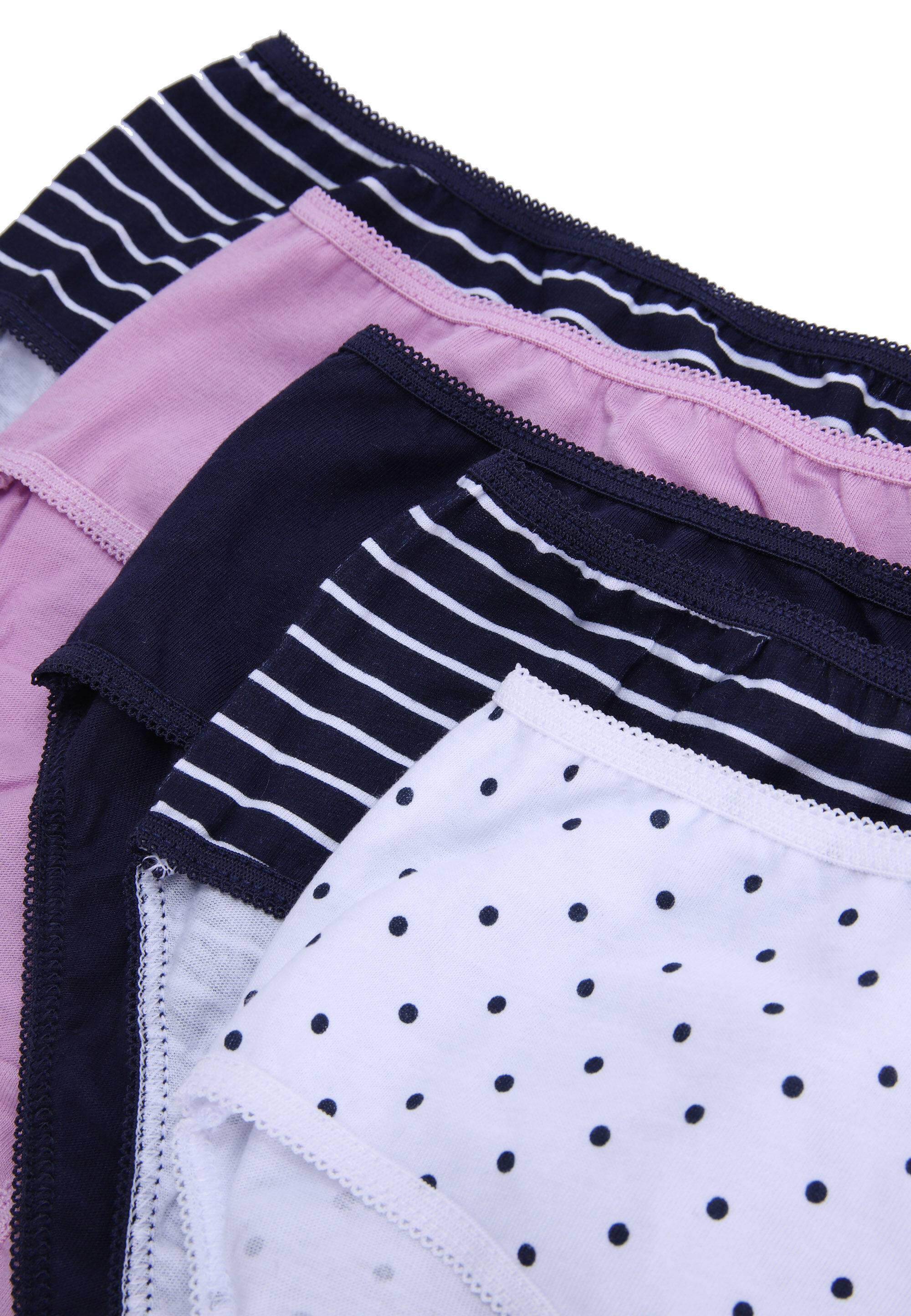 Older Girls 5pk Navy Spot and Stripe Briefs