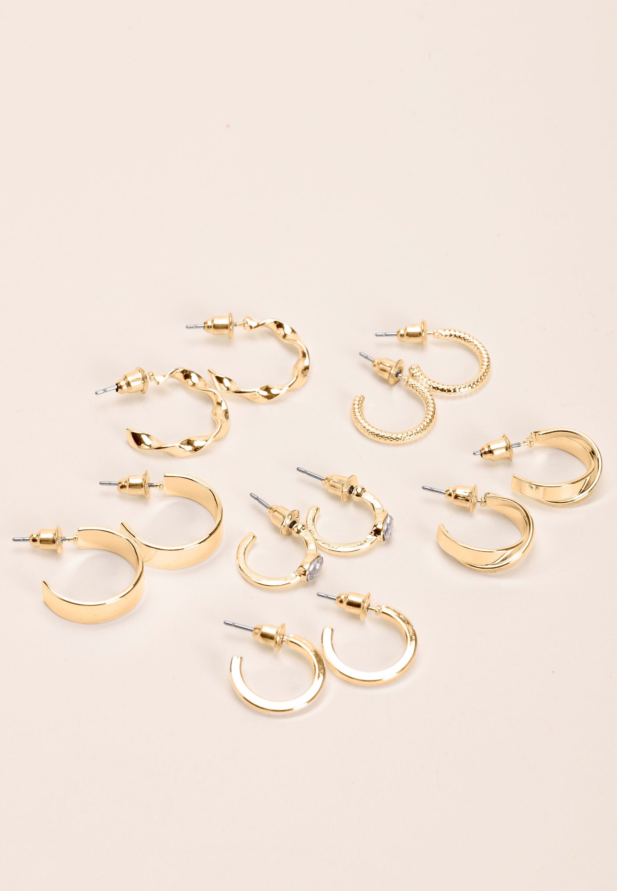 Womens 6pk Gold Mini Hoop Earrings