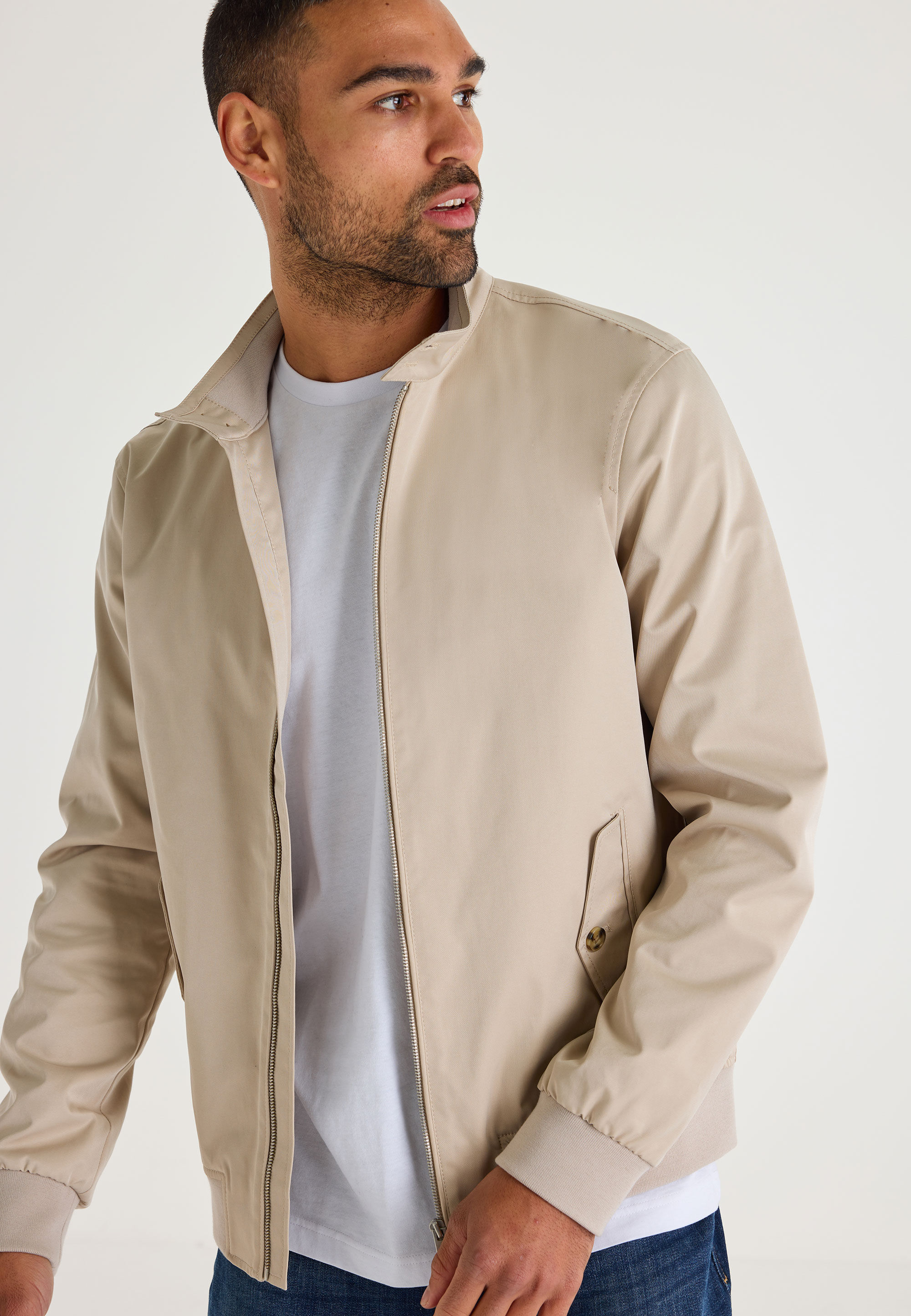 Mens Stone Plain Harrington Jacket