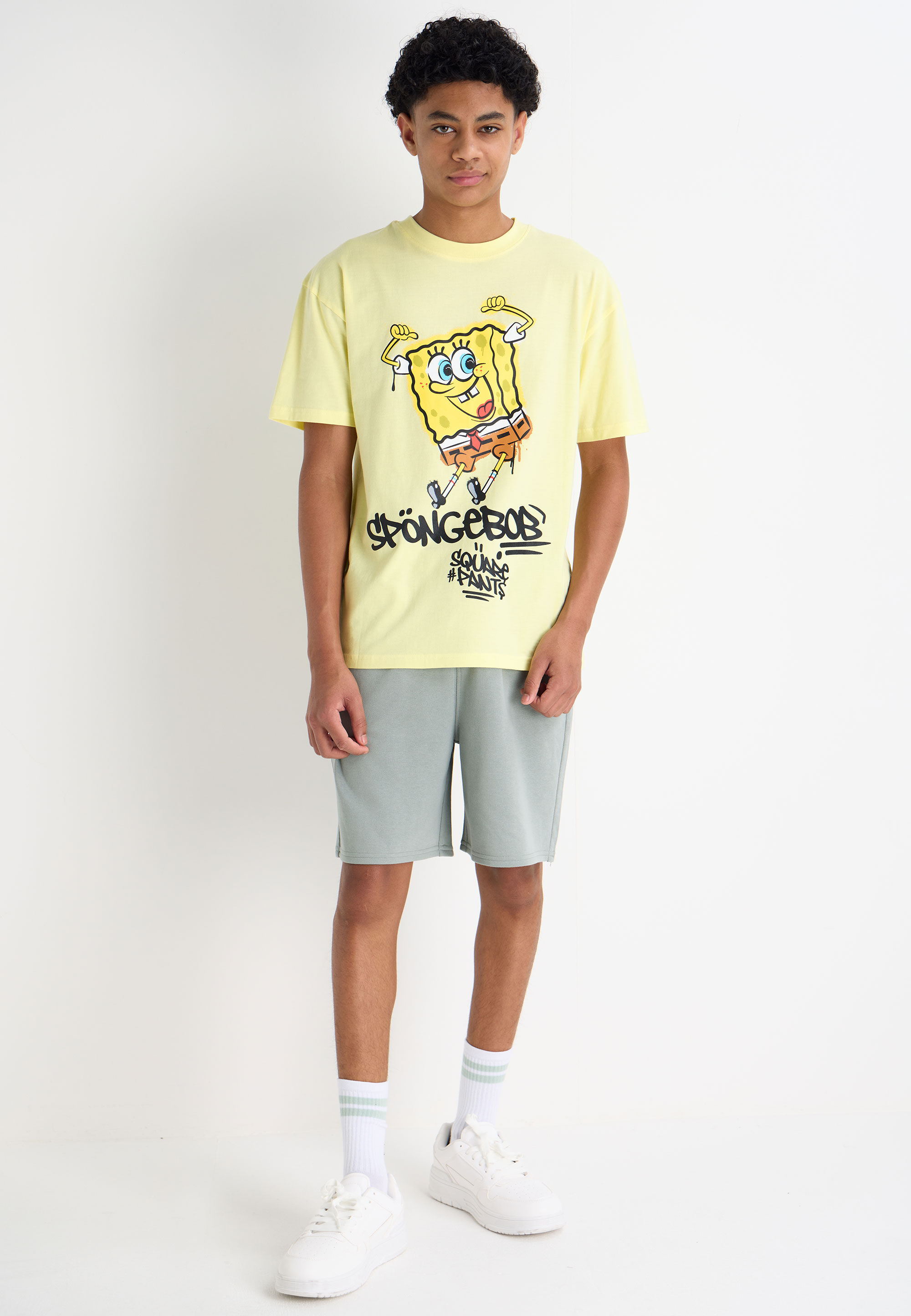 Older Boys Yellow Spongebob Graphic T-Shirt