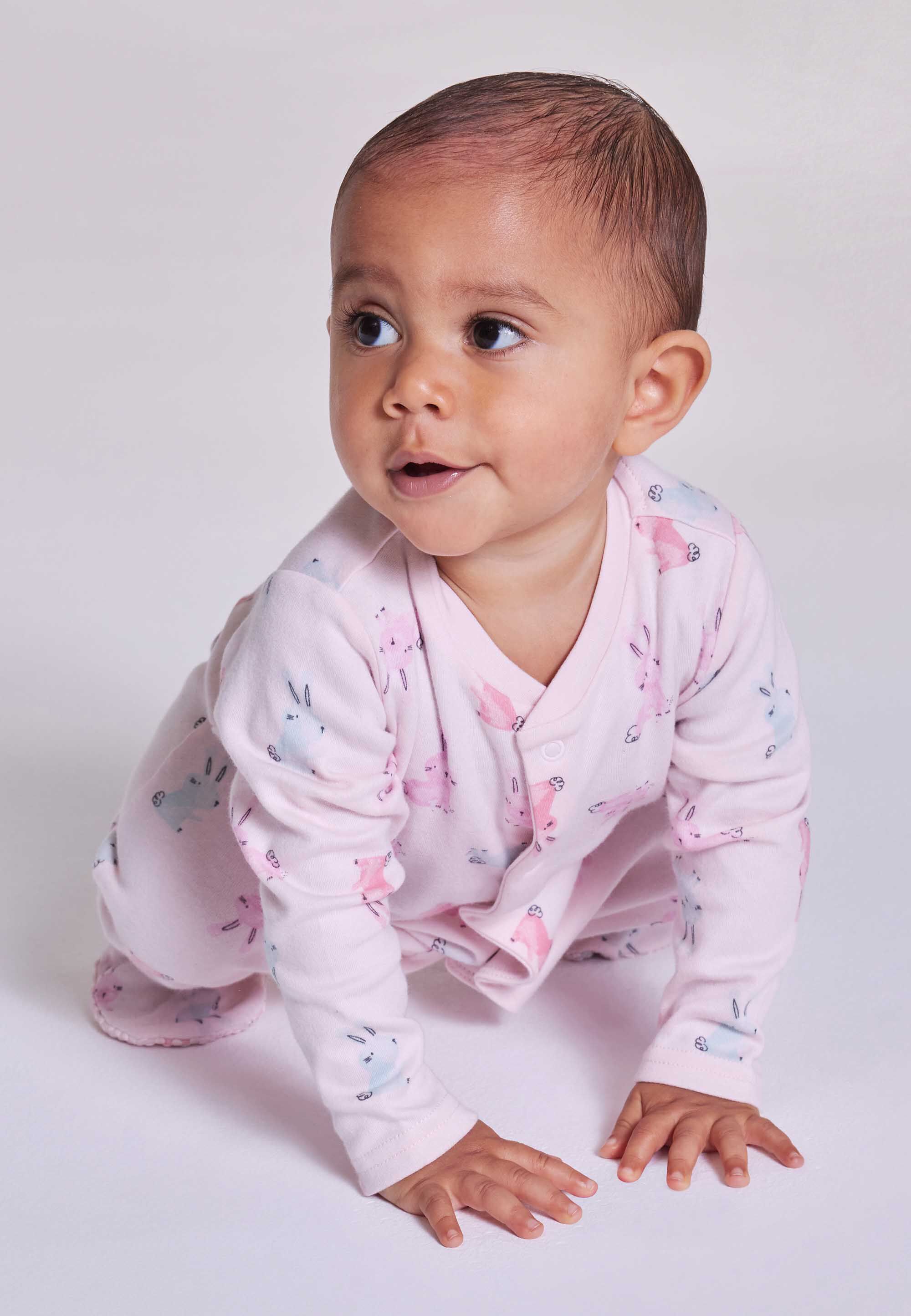 Baby Girls 3pk Pink Bunny Sleepsuits