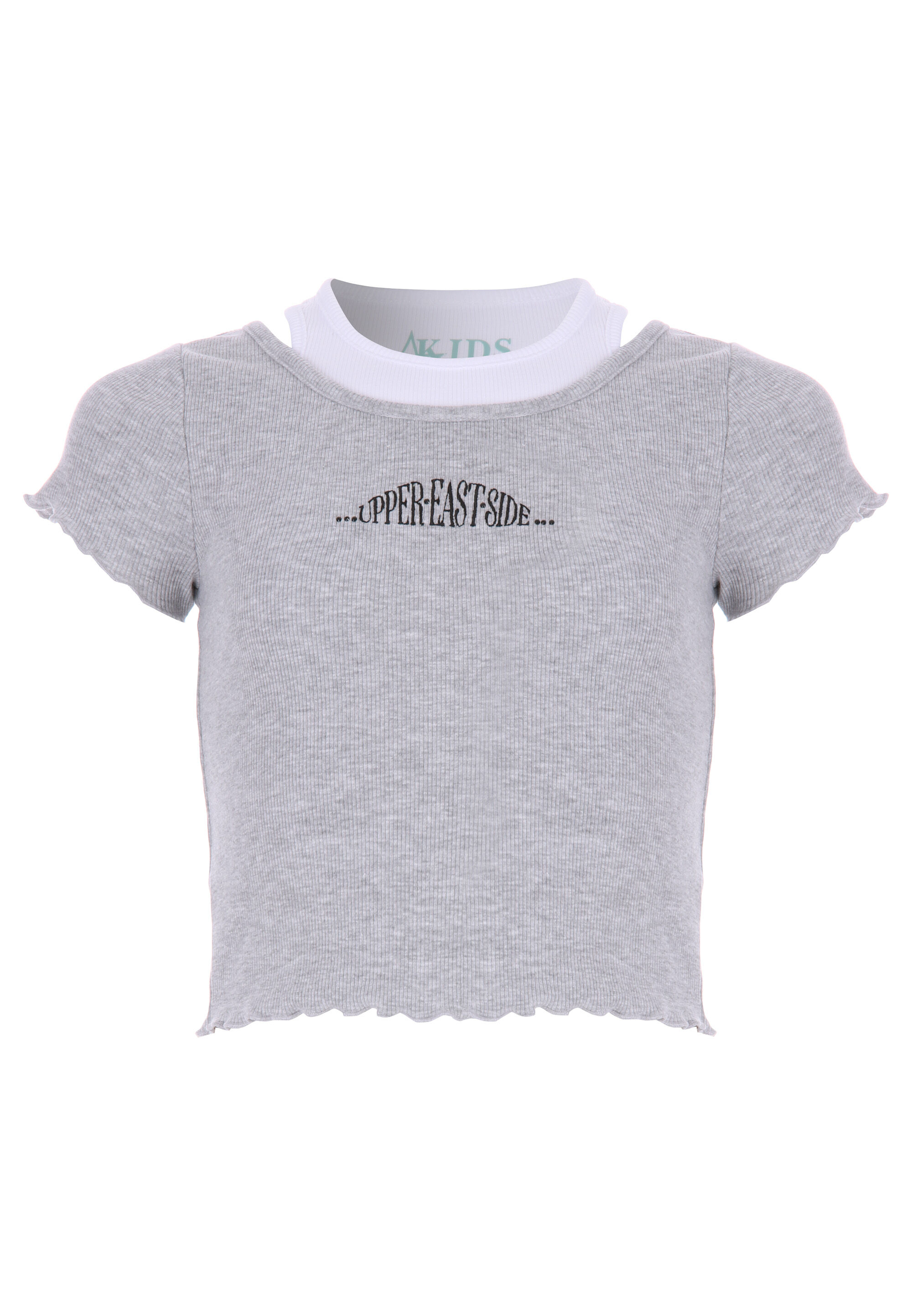 Older Girls Grey 2-in-1 Cropped T-shirt