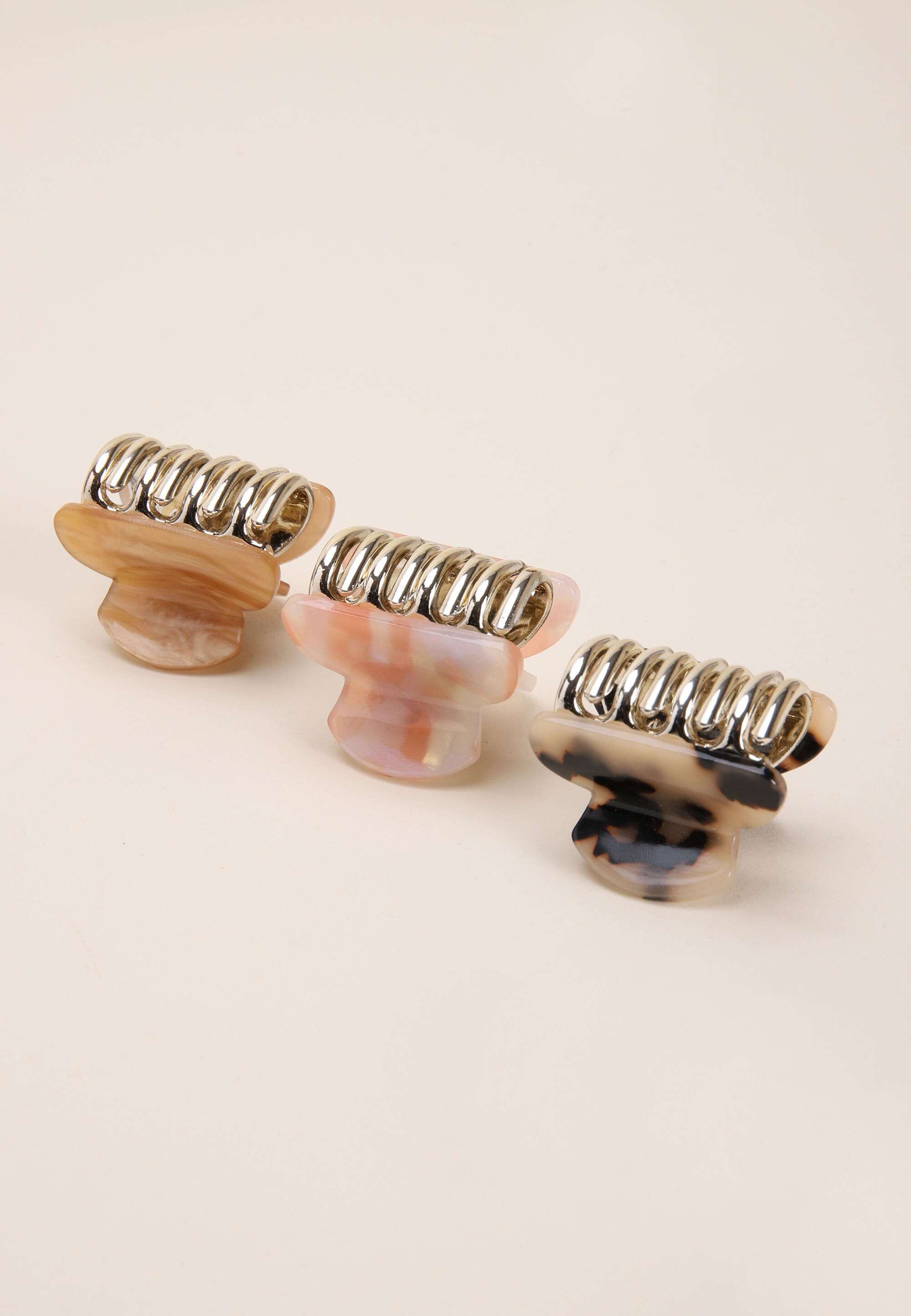 Womens Brown 3pk Mini Bulldog Clips