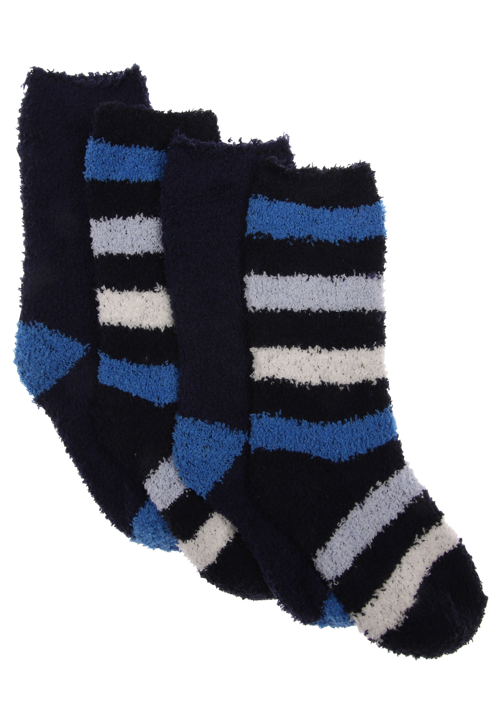 Boys 2pk Navy Stripe Marshmallow Socks