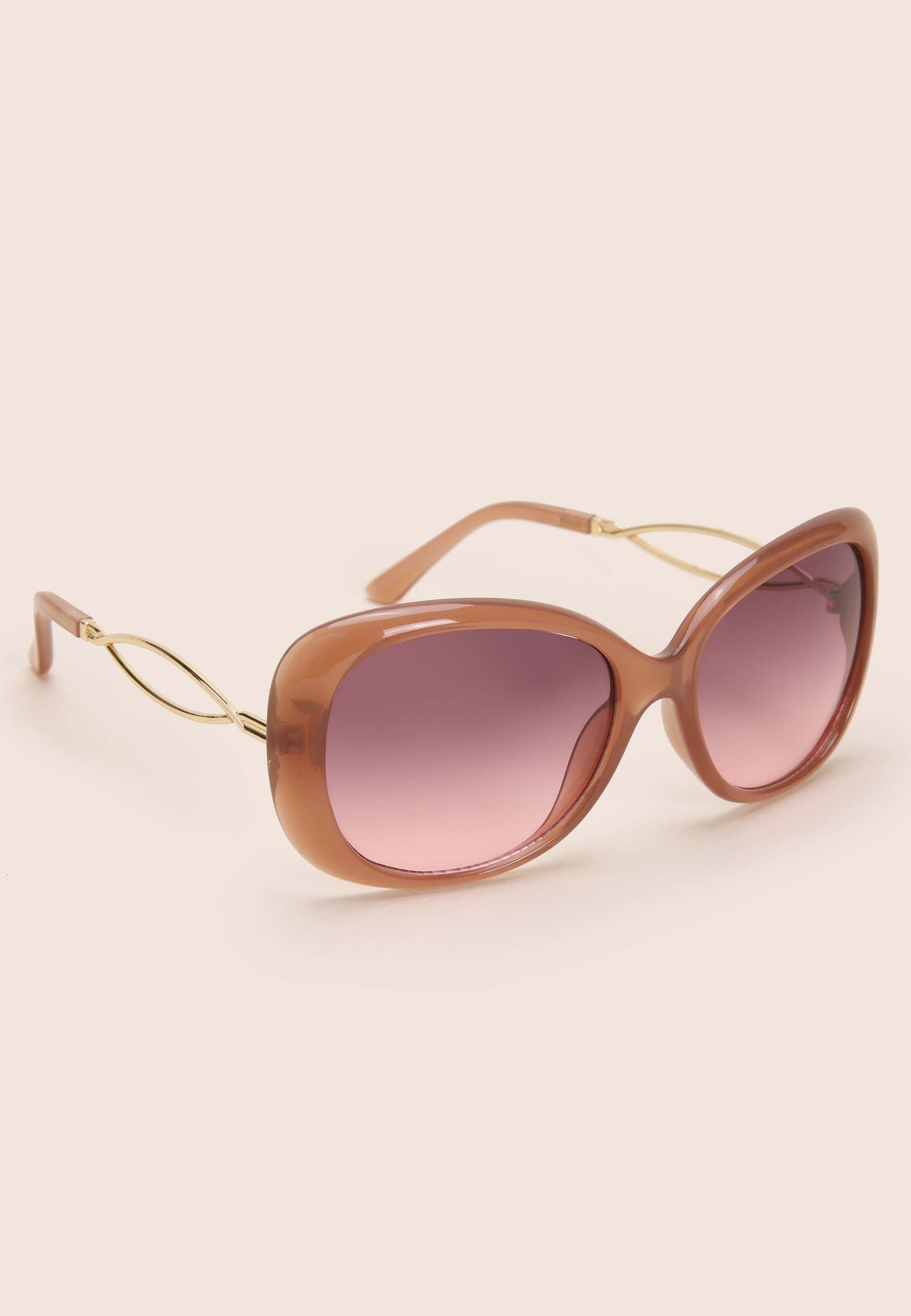 Womens Pink Wavey Rectangle Large Sunglasses