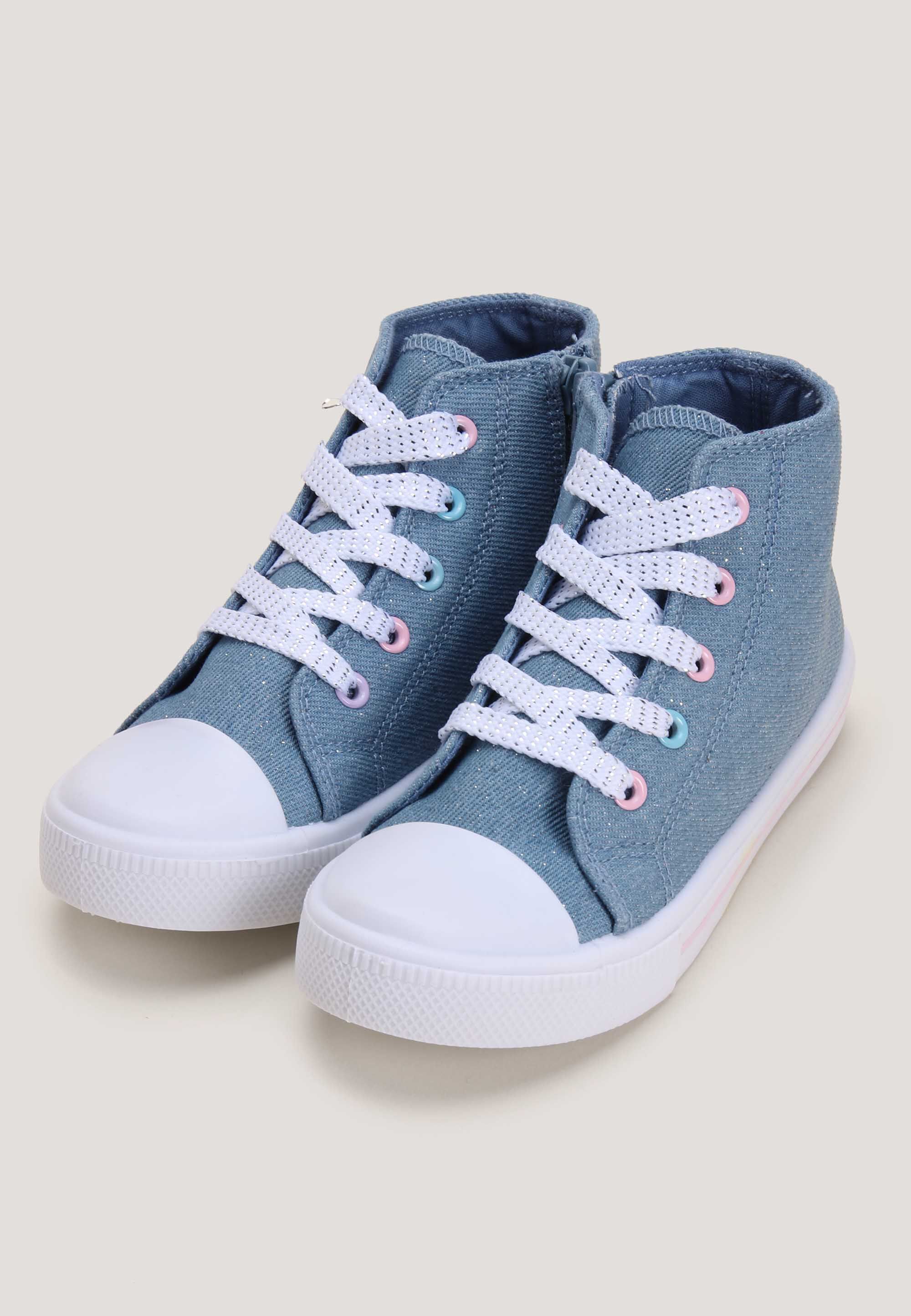 Younger Girls Blue Denim High Top Trainers