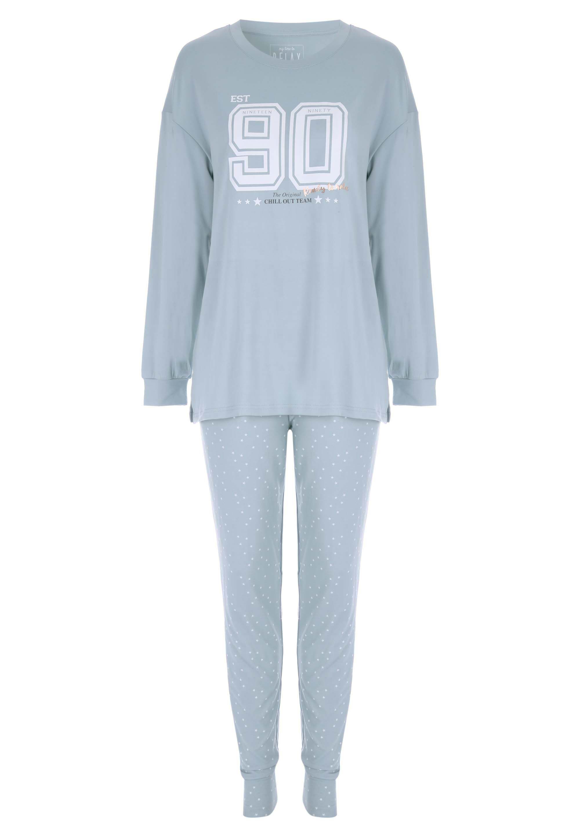 Womens Sage Soft Touch Star Print Pyjama Set