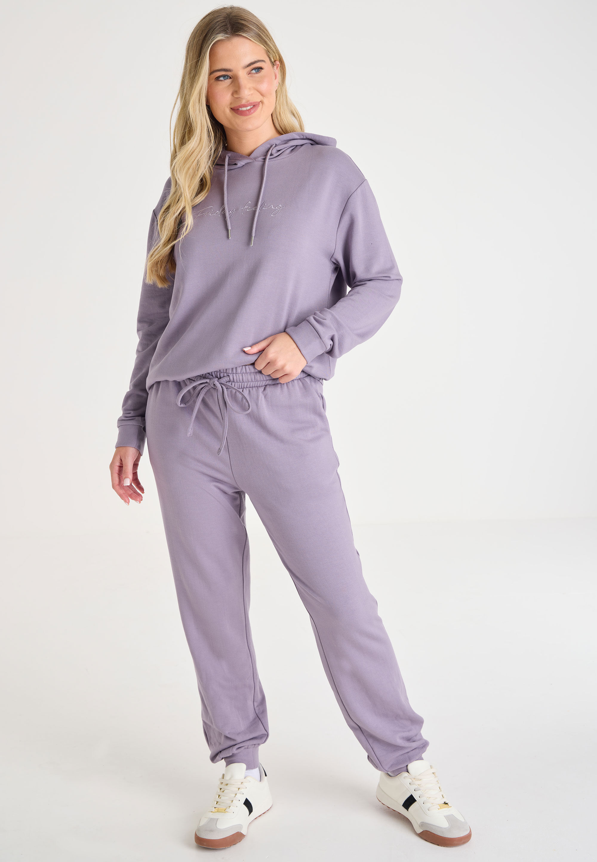 Womens Lilac Brushed Jogger Pyjama Bottoms