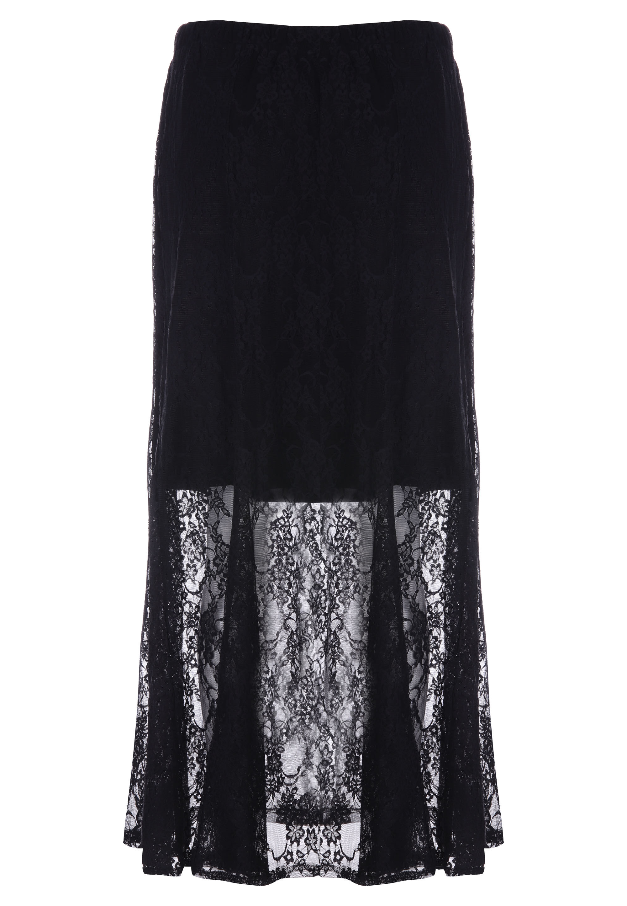 Womens Black Lace Midi Skirt
