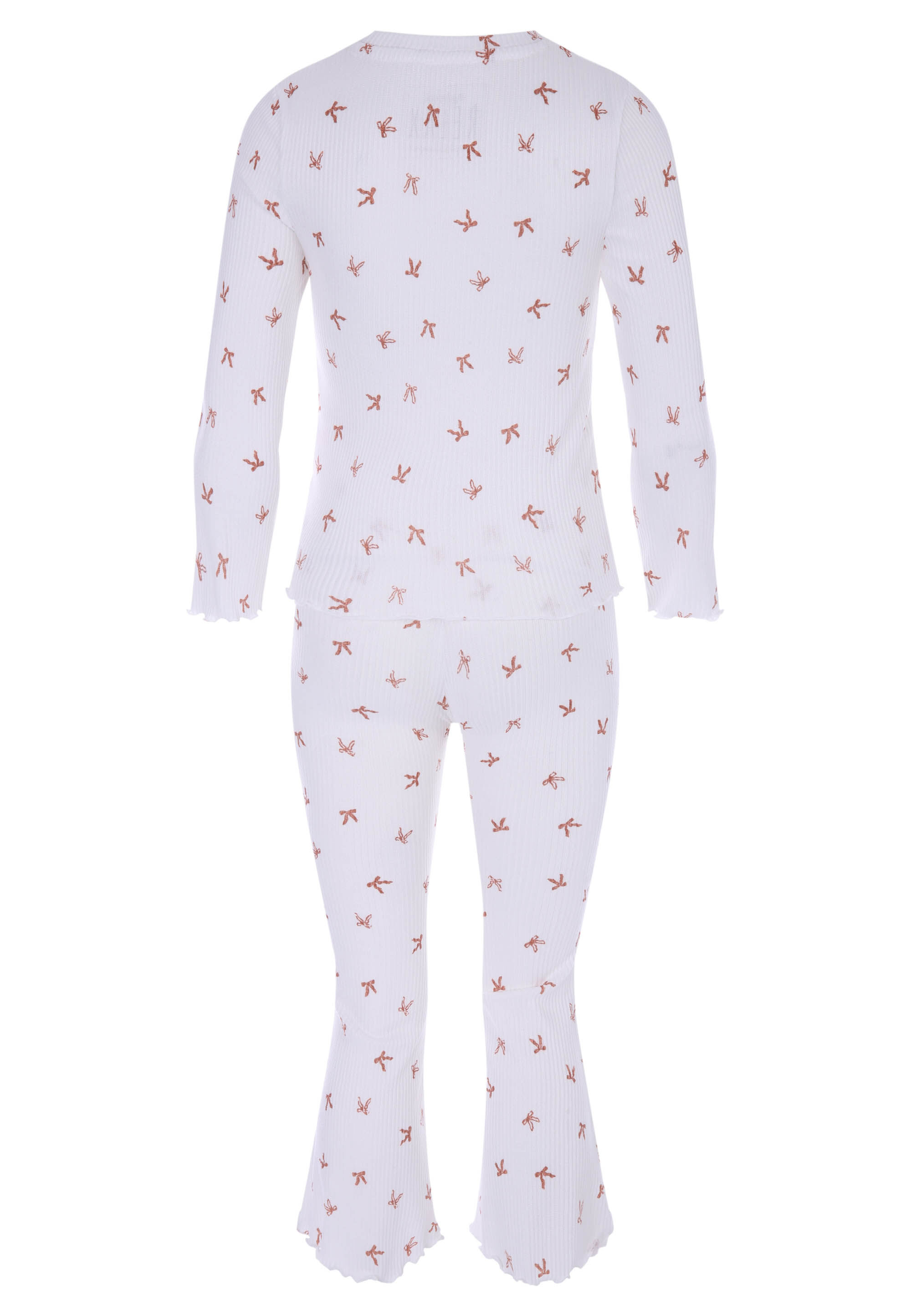 Older Girls Cream Bow Print Bootcut Pyjama Set