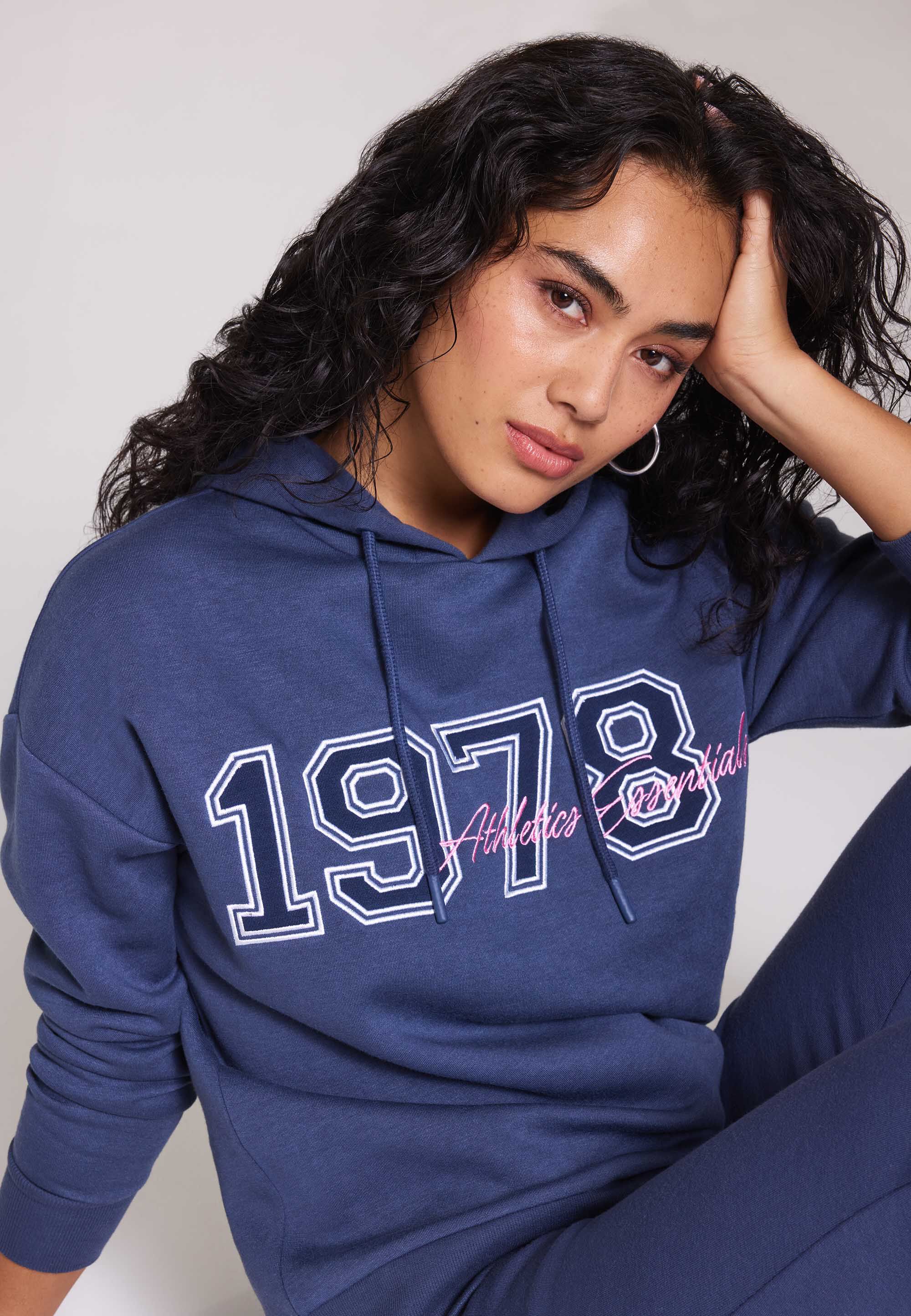 Womens Navy 1978 Slogan Hoodie